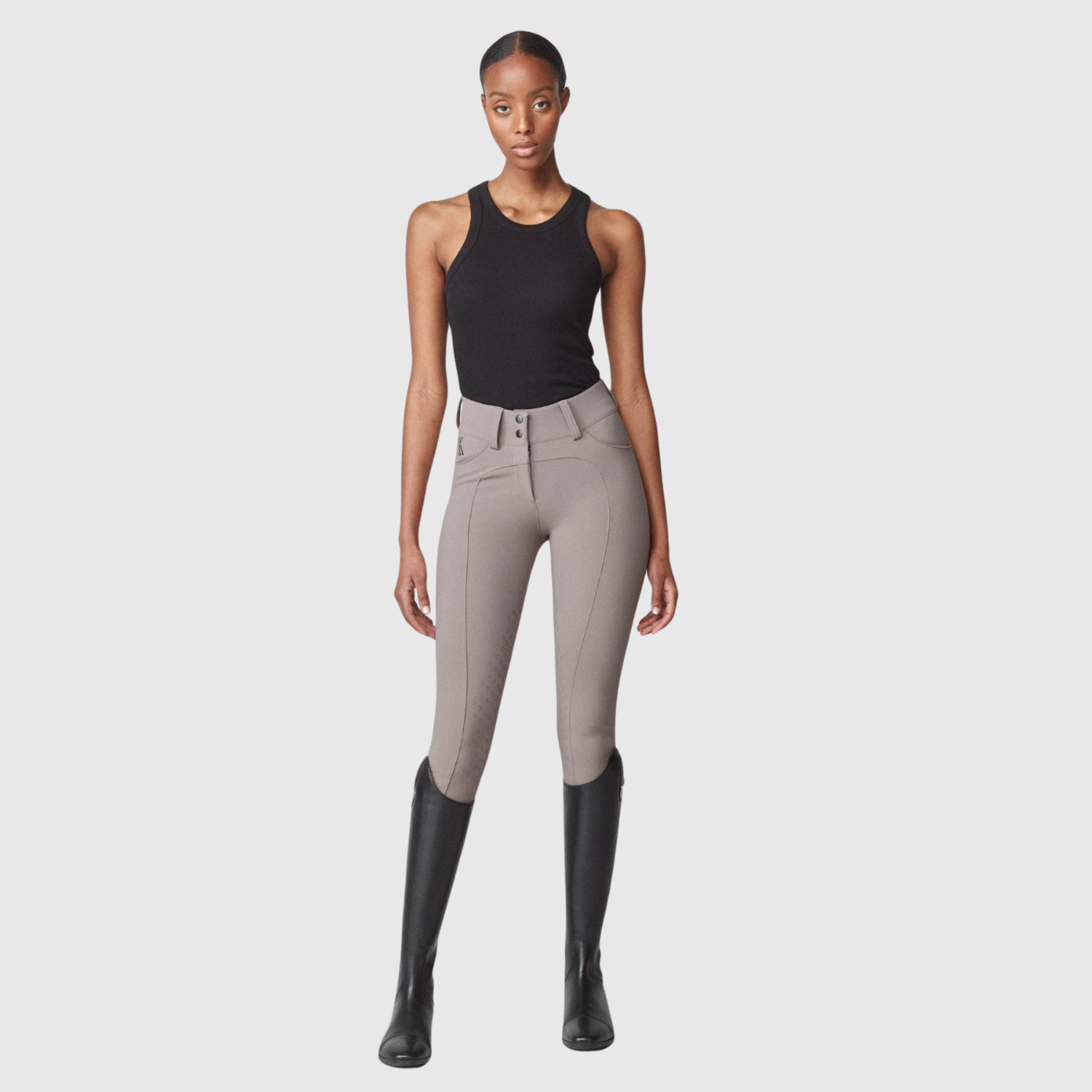 Yagya Ladies Compression Performance Breeches Full Grip, Taupe