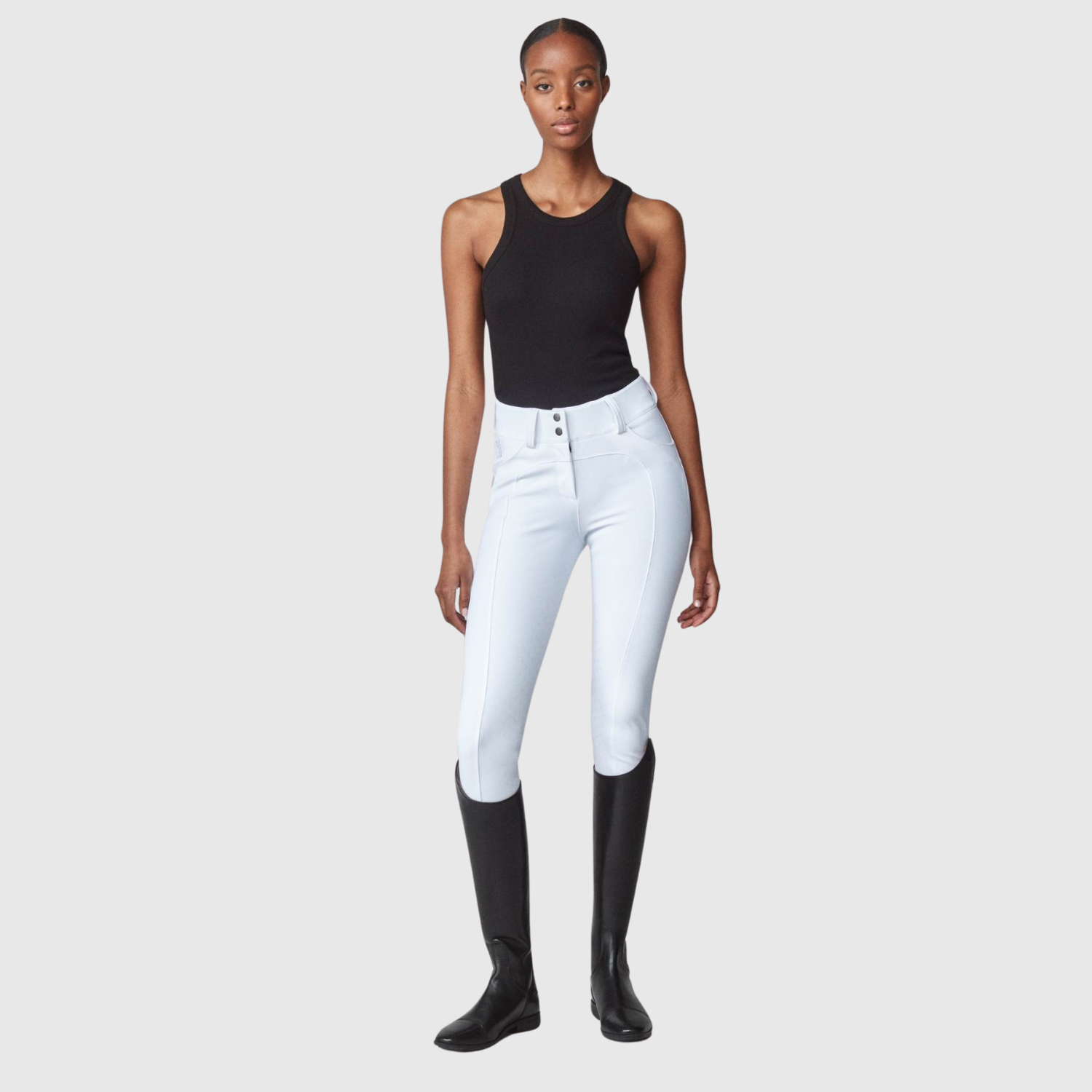 Yagya Ladies Compression Performance Knee Grip Breeches, White