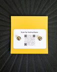 Pinsnickety clover pins back view with instructions QR code