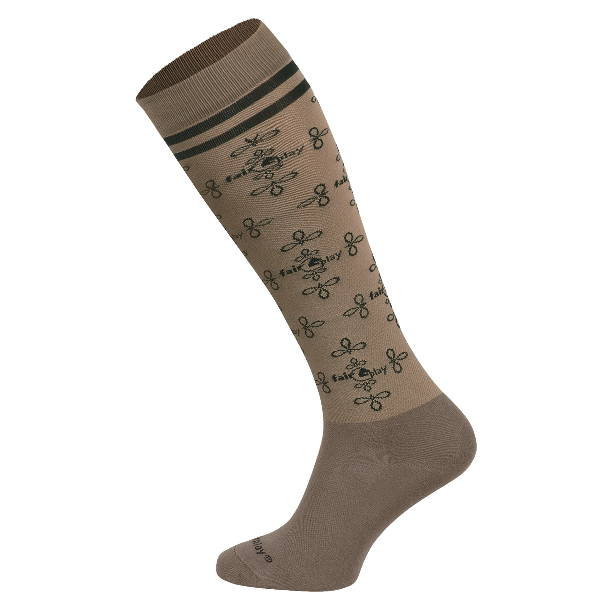 Fair Play ARIA Riding Socks, Taupe Grey-Black