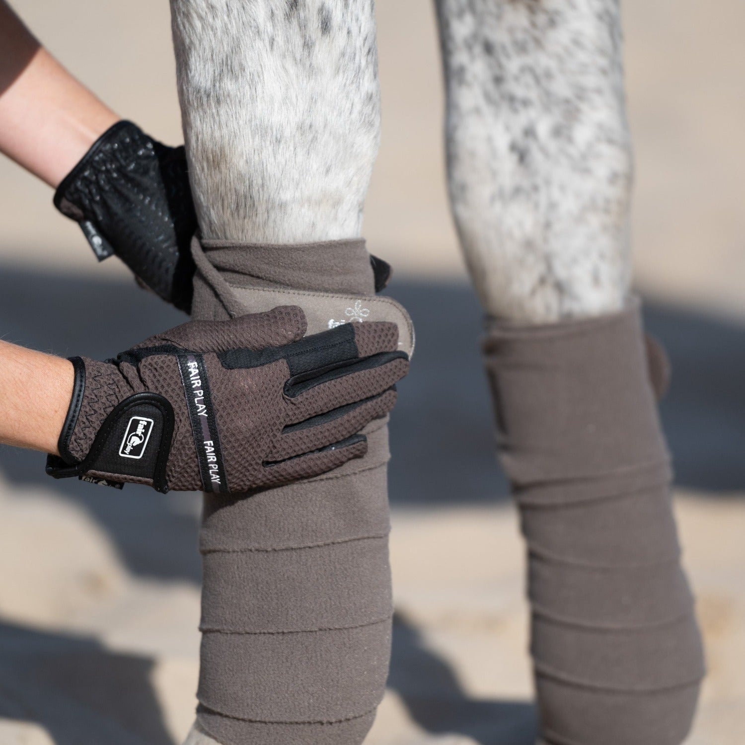 Fair Play ISTRIA Riding Gloves, Black-Taupe Gray
