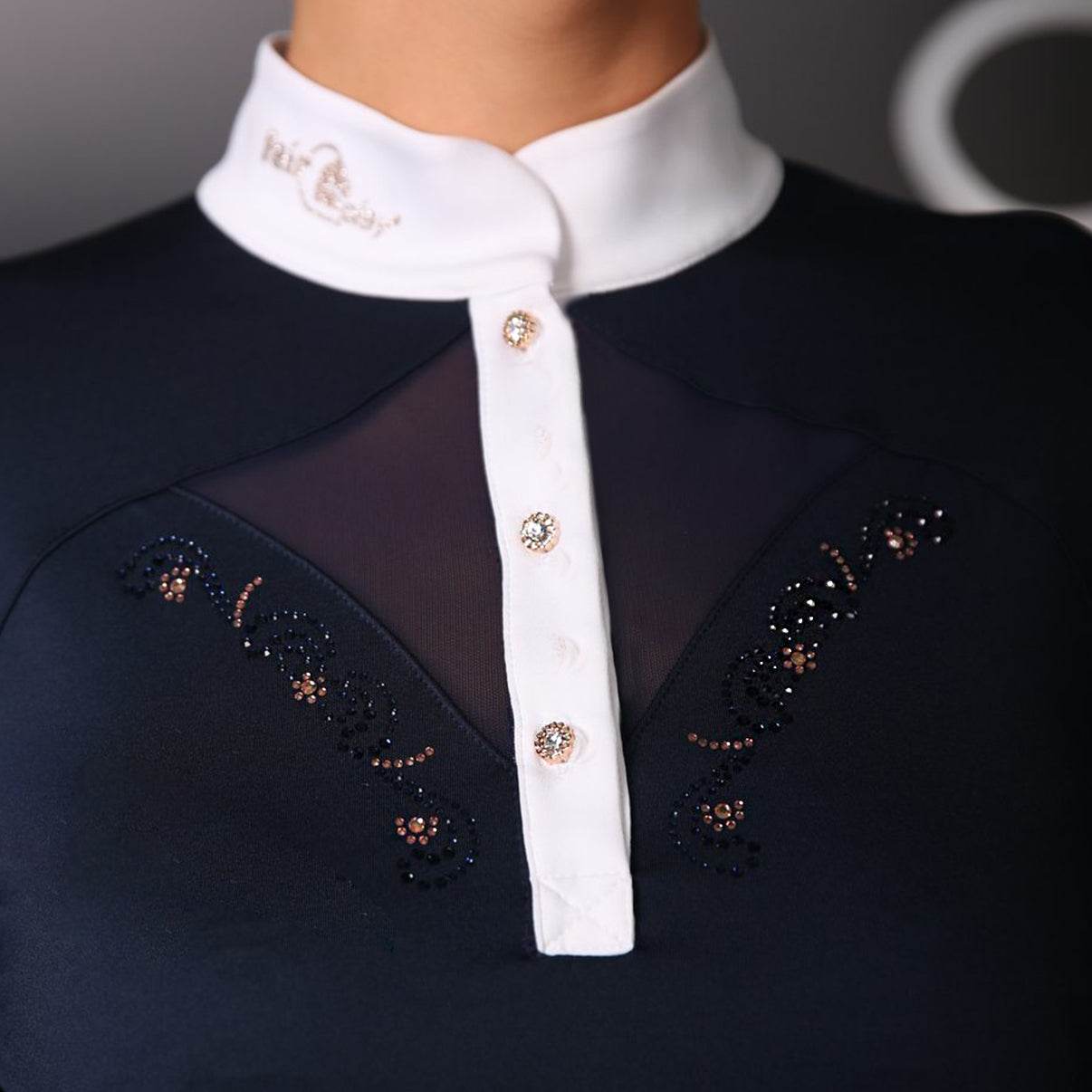 Fair Play Competition Shirt Short Sleeve CATHRINE ROSEGOLD Navy/White