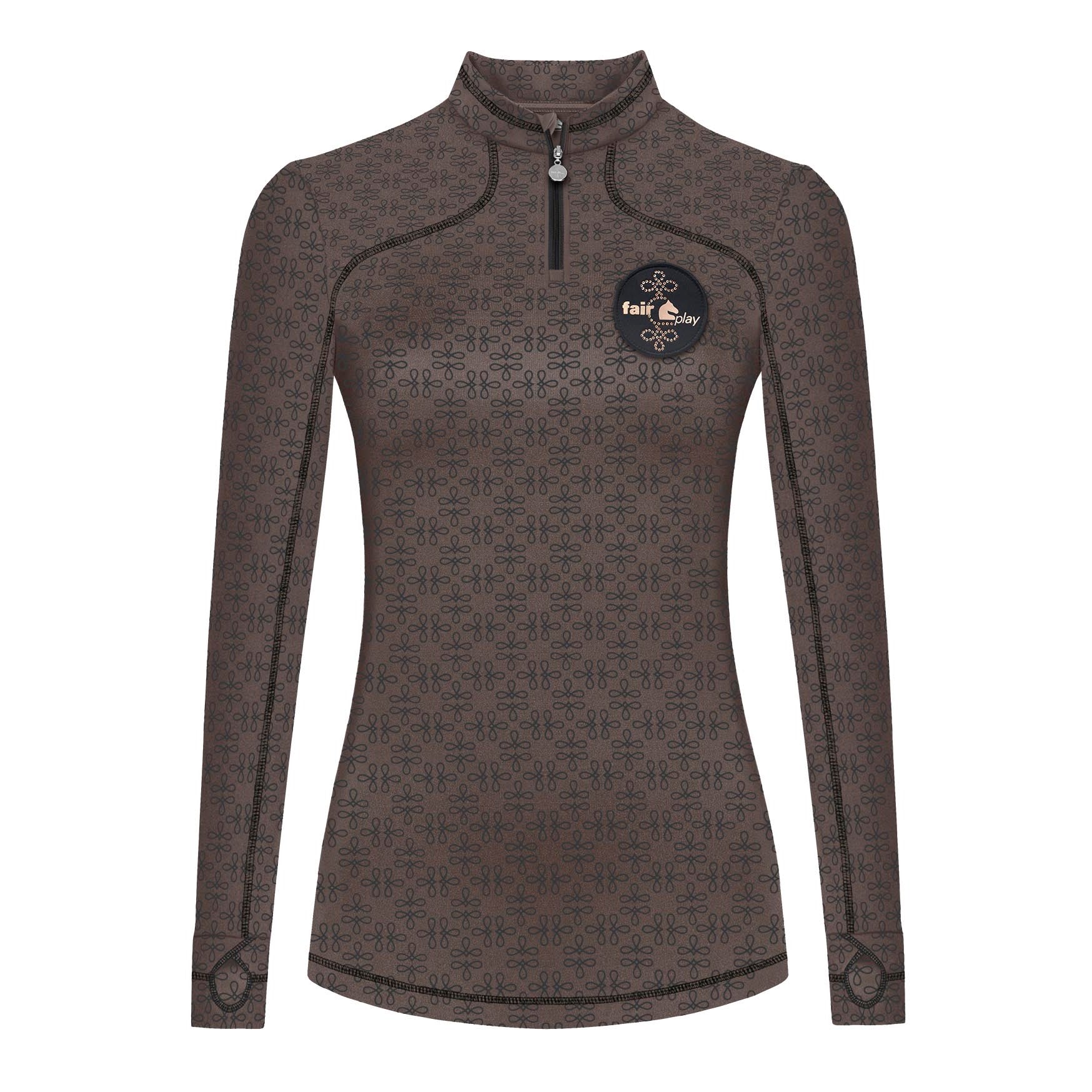 Fair Play Half Turtleneck KAROLINA PRINTED, Taupe Grey