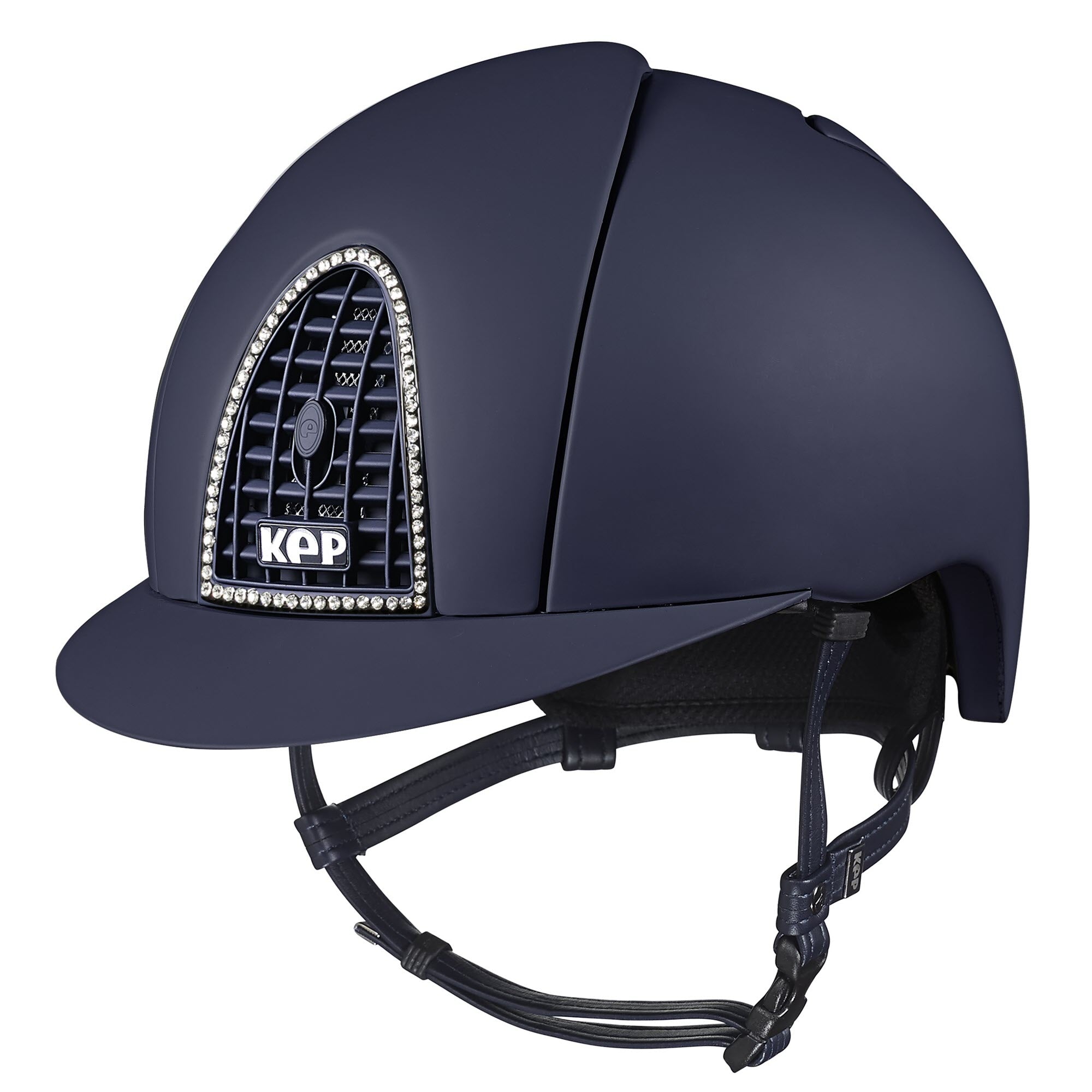 KEP Italia Cromo Textile Helmet Blue, Blue Grid, Swarovski Crystals