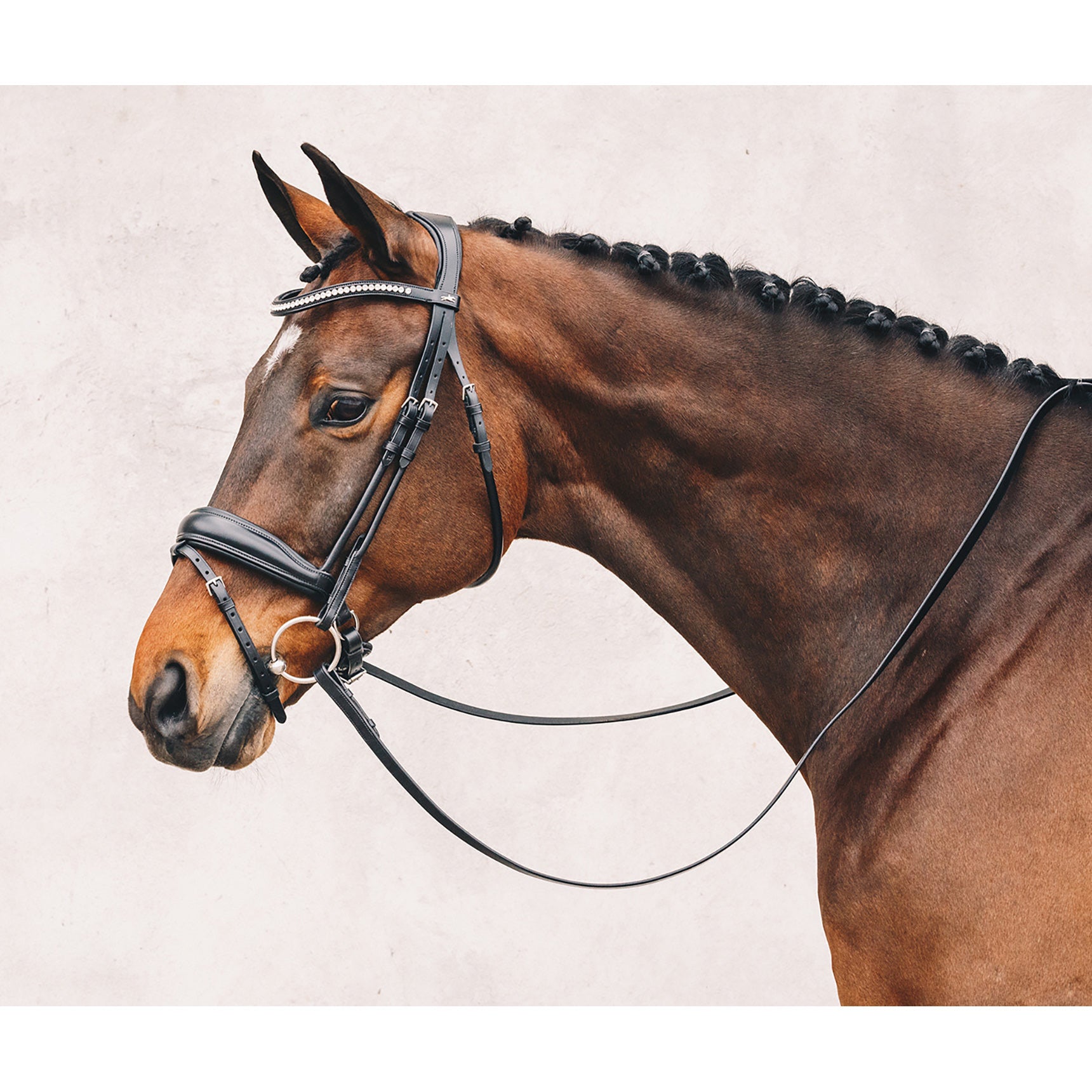 Schockemohle Malibu Anatomical Dressage Bridle, Black/Silver