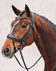 Schockemohle Equitus Beta Anatomical Special Bridle, Black Patent/Silver