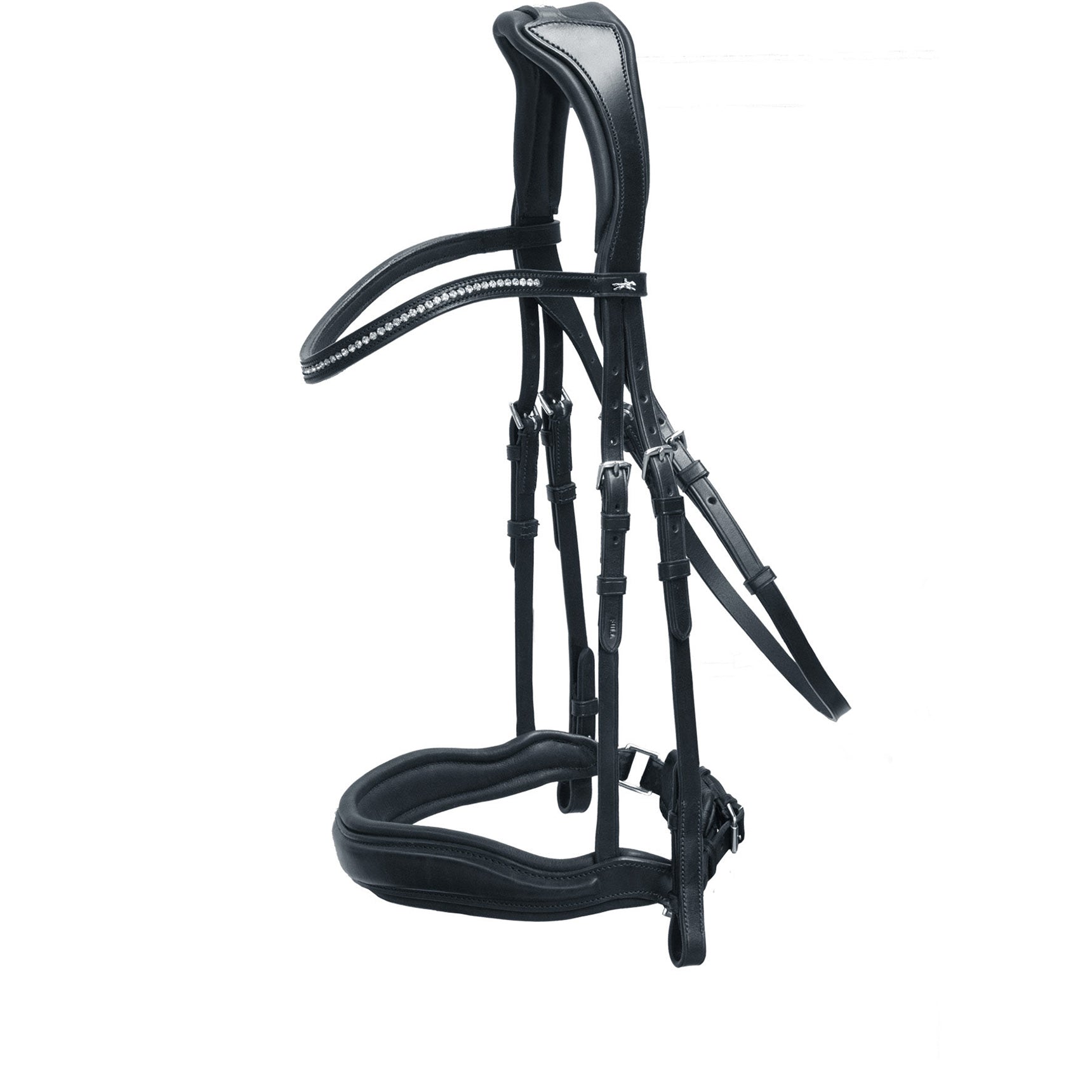 Schockemohle Slimford Anatomical Bridle, Black/Silver, Oversized