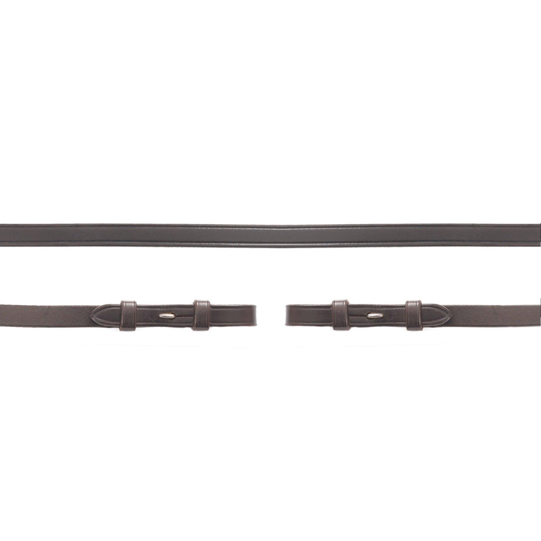 Schockemohle Double Bridle Reins with Hook & Stud, Dark Brown/Silver