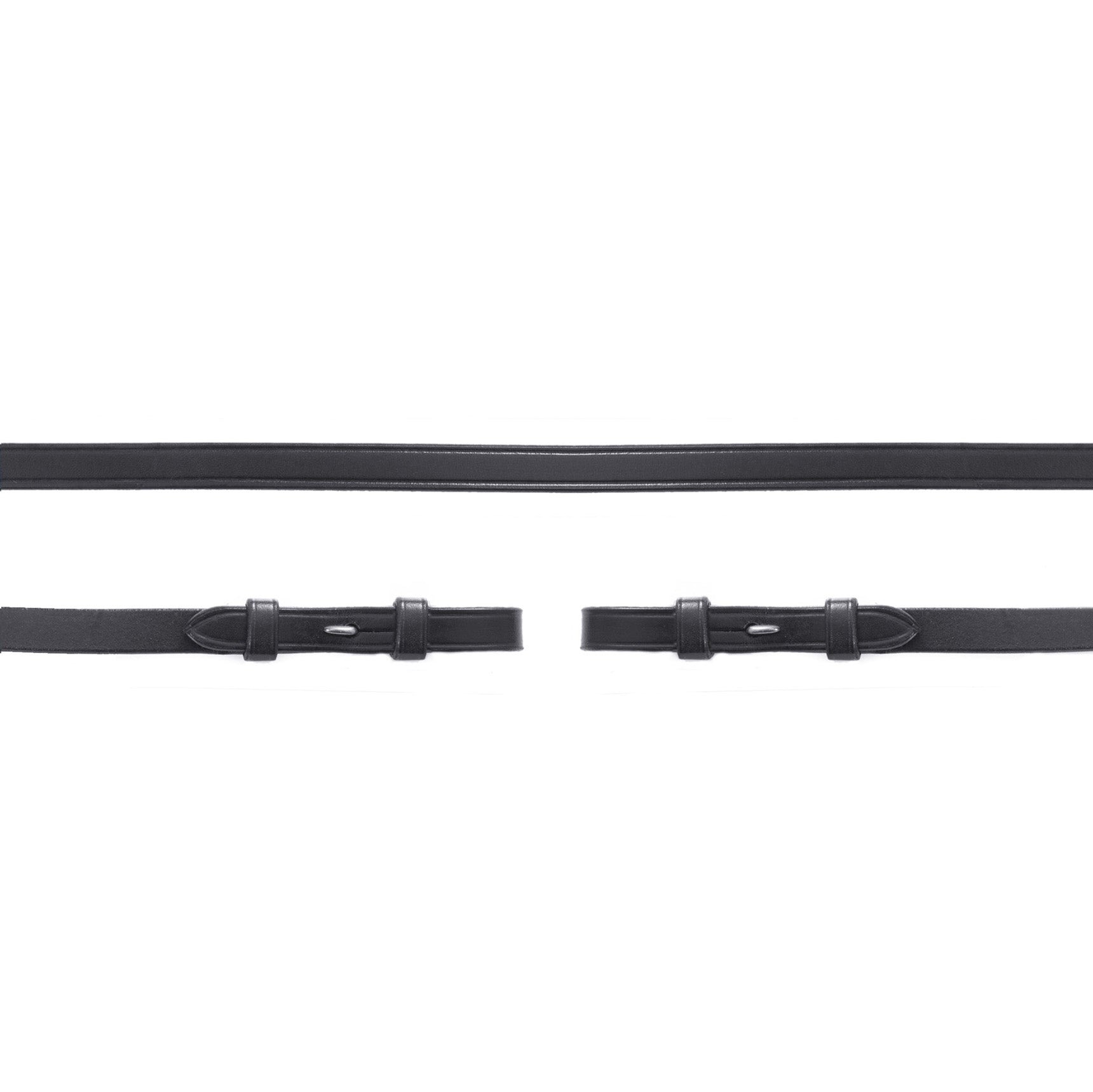 Schockemohle Double Bridle Reins with Hook & Stud, Black/Silver
