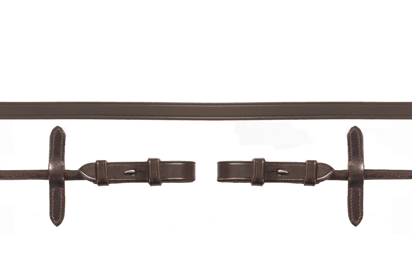 Schockemohle Double Bridle Reins, Rolled, Hook & Stud, Dark Brown/Silver