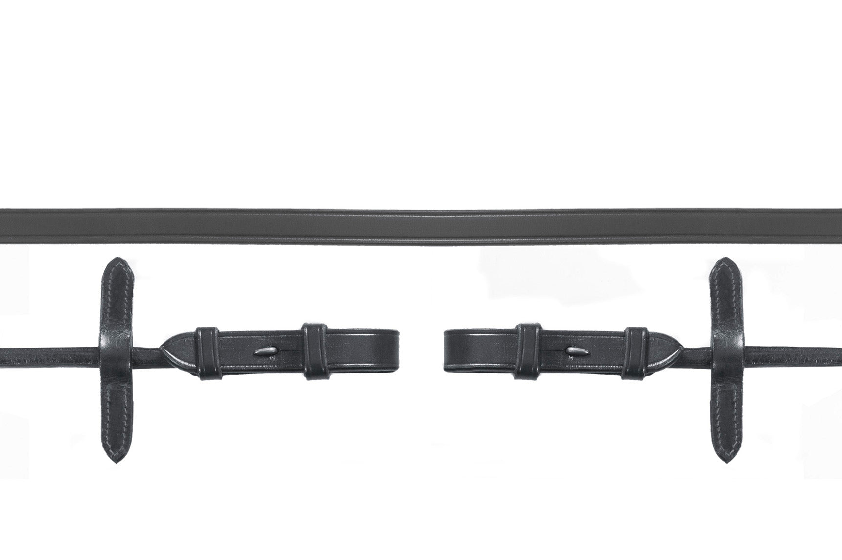 Schockemohle Double Bridle Reins, Rolled, Hook & Stud, Black/Silver
