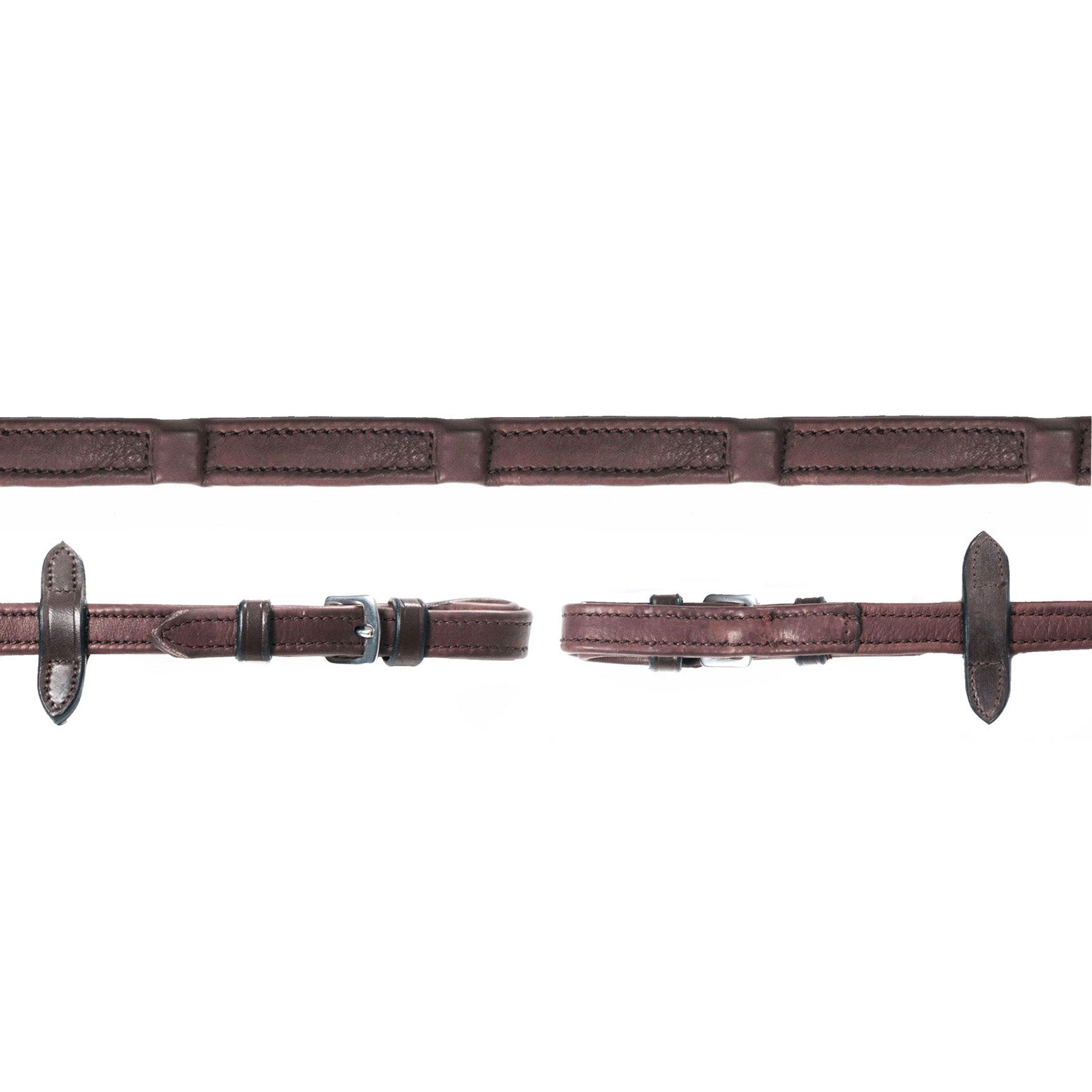 Schockemohle Durasoft Reins with Buckle, Tear-Resistant, Dark Brown/Silver
