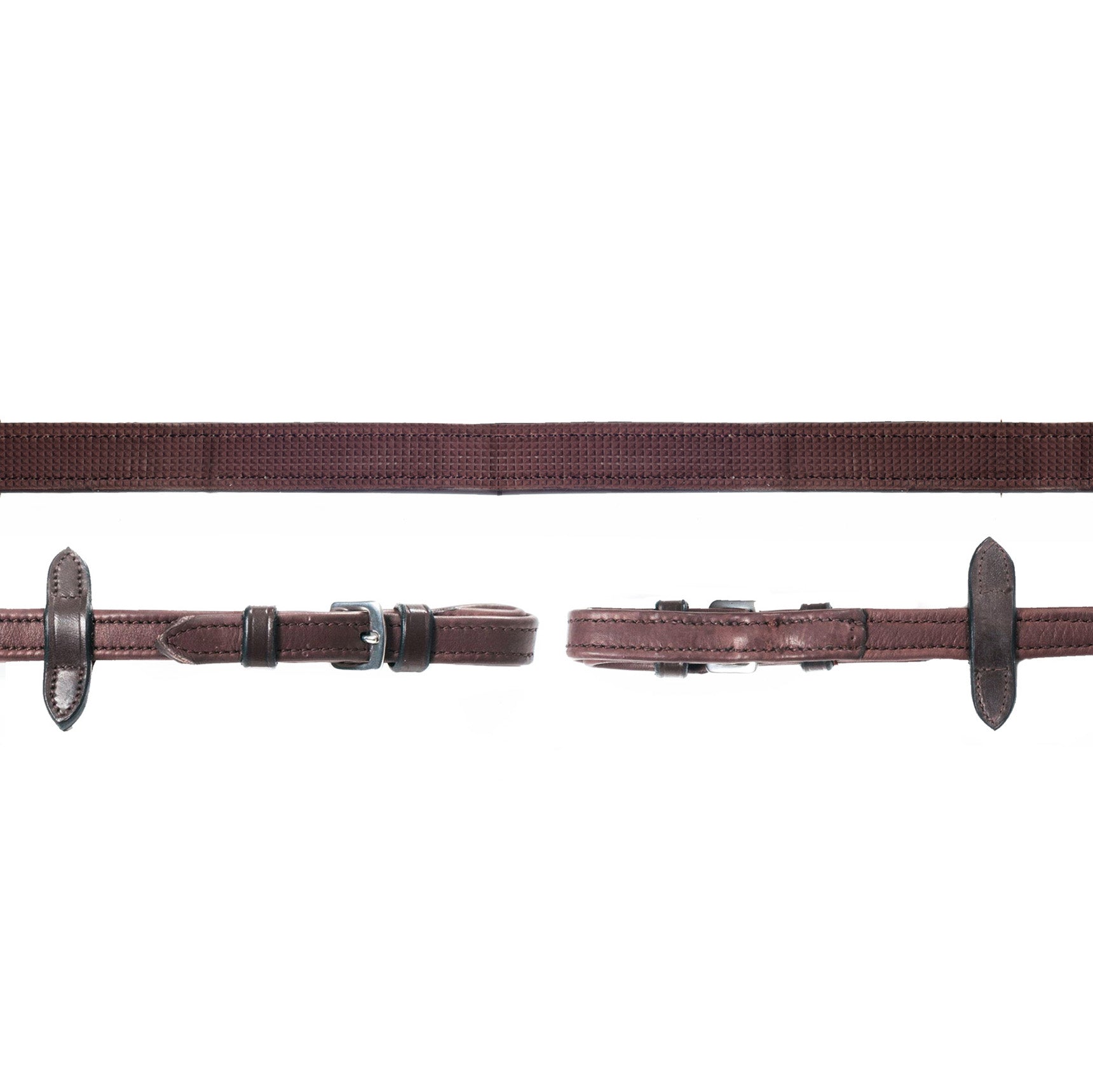 Schockemohle Durasoft Grip Reins with Buckle, Tear-Resistant, Dark Brown/Silver