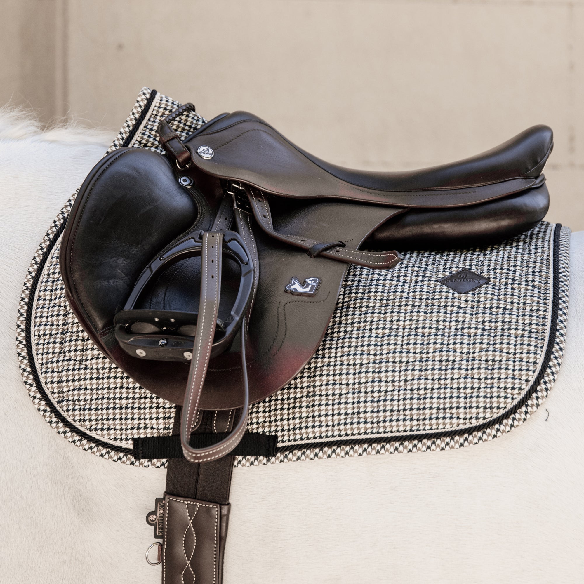 Kentucky Horsewear Saddle Pad Pied-de-Poule Jumping, Brown
