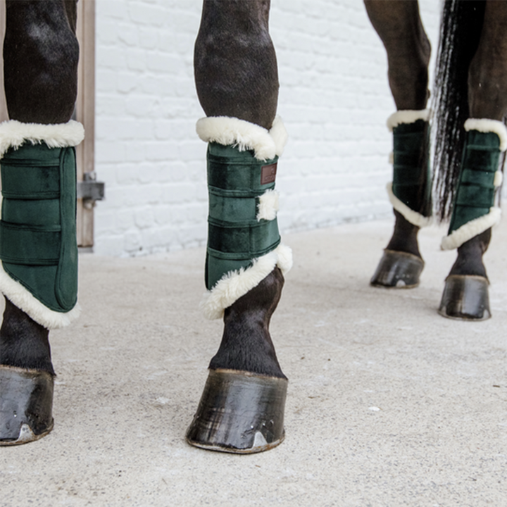 Kentucky Horsewear Brushing Boots Velvet Contrast, Pine Green