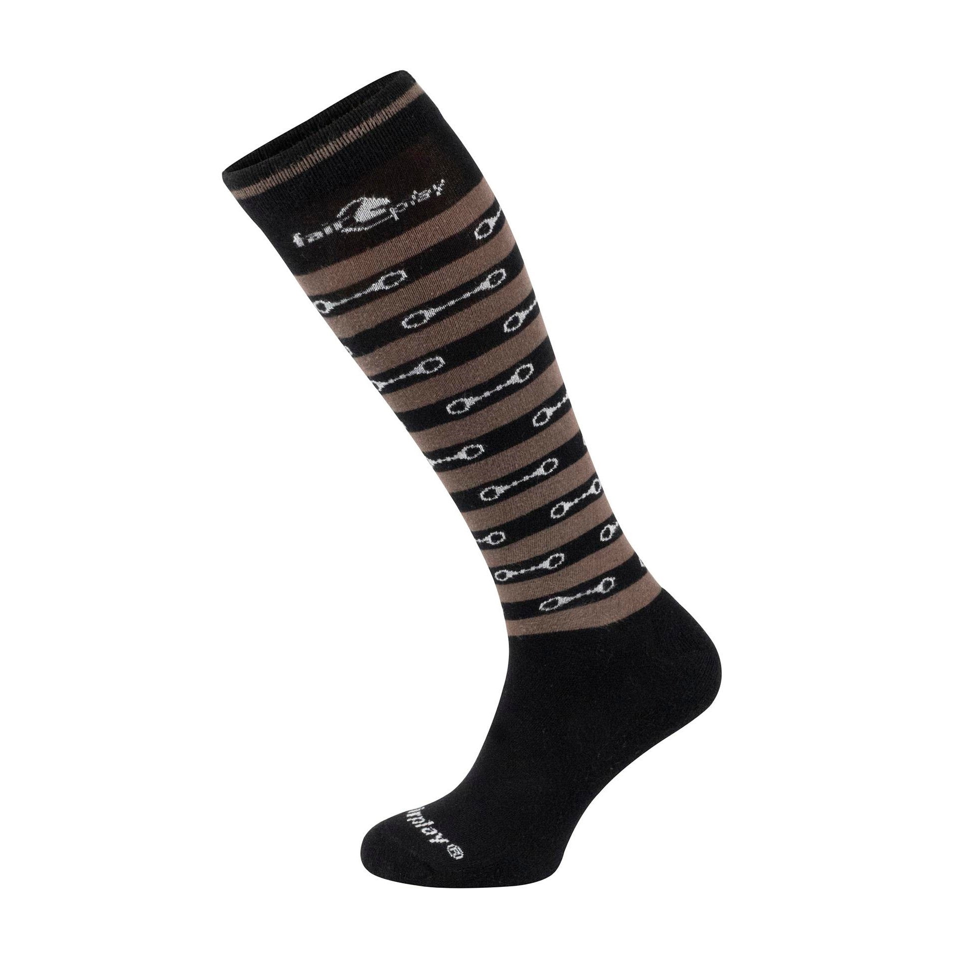 Fair Play Riding Socks ERS, Black - Taupe Grey