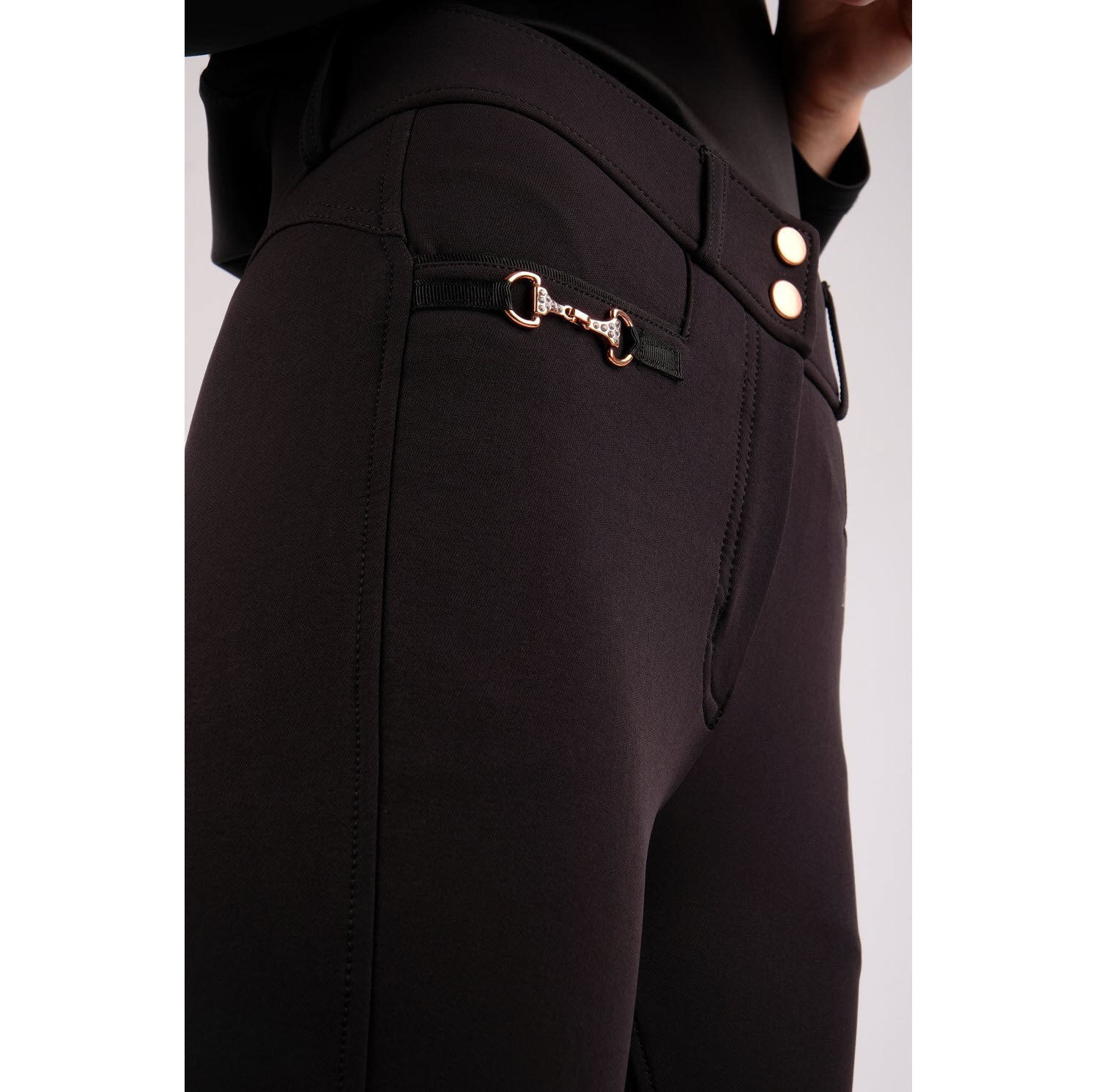 Montar Molly Yati Rosegold High Rise, Full Grip Breeches, Black