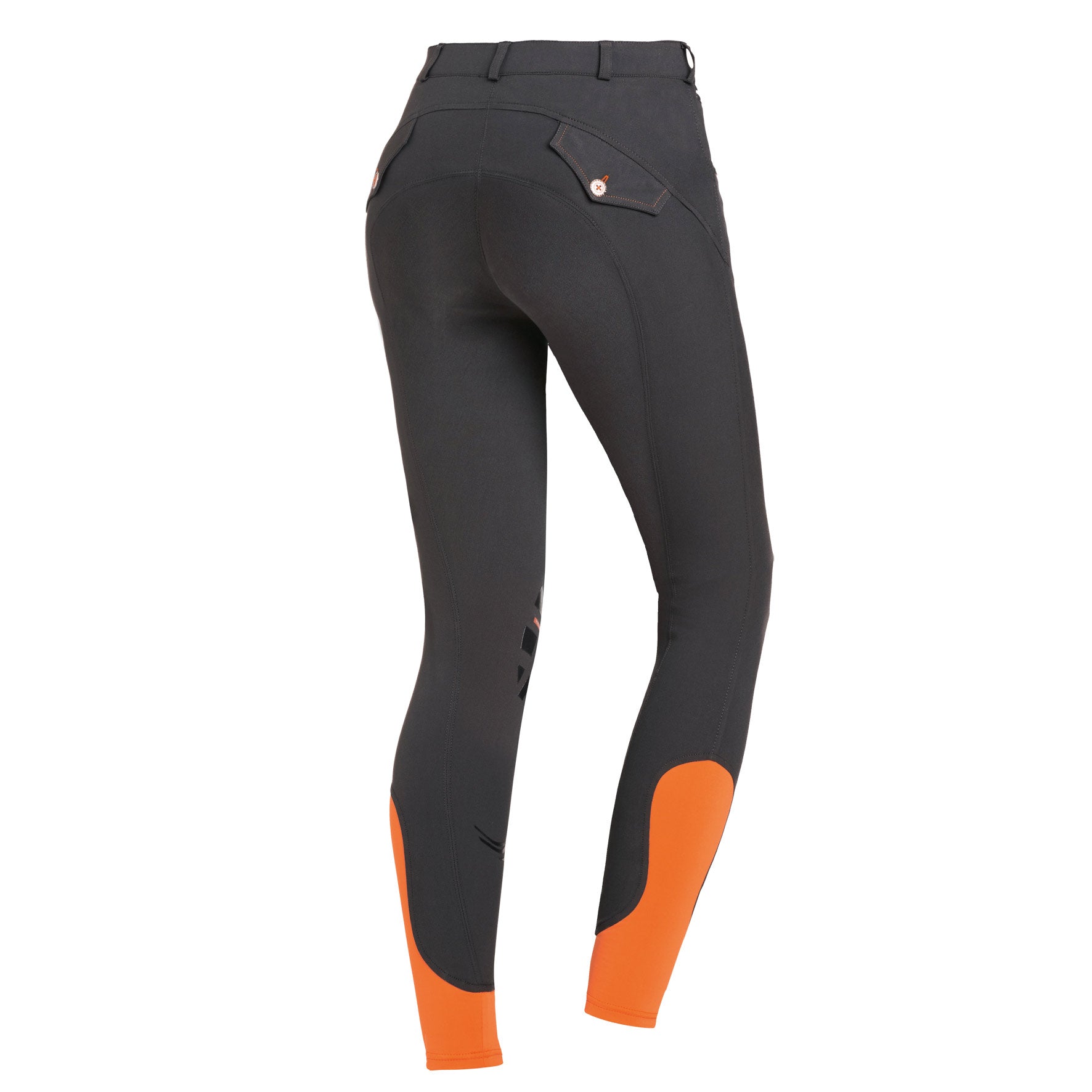 Schockemohle Libra Grip Ladies' Knee Grip, Mid Rise Breeches, Grey/Orange
