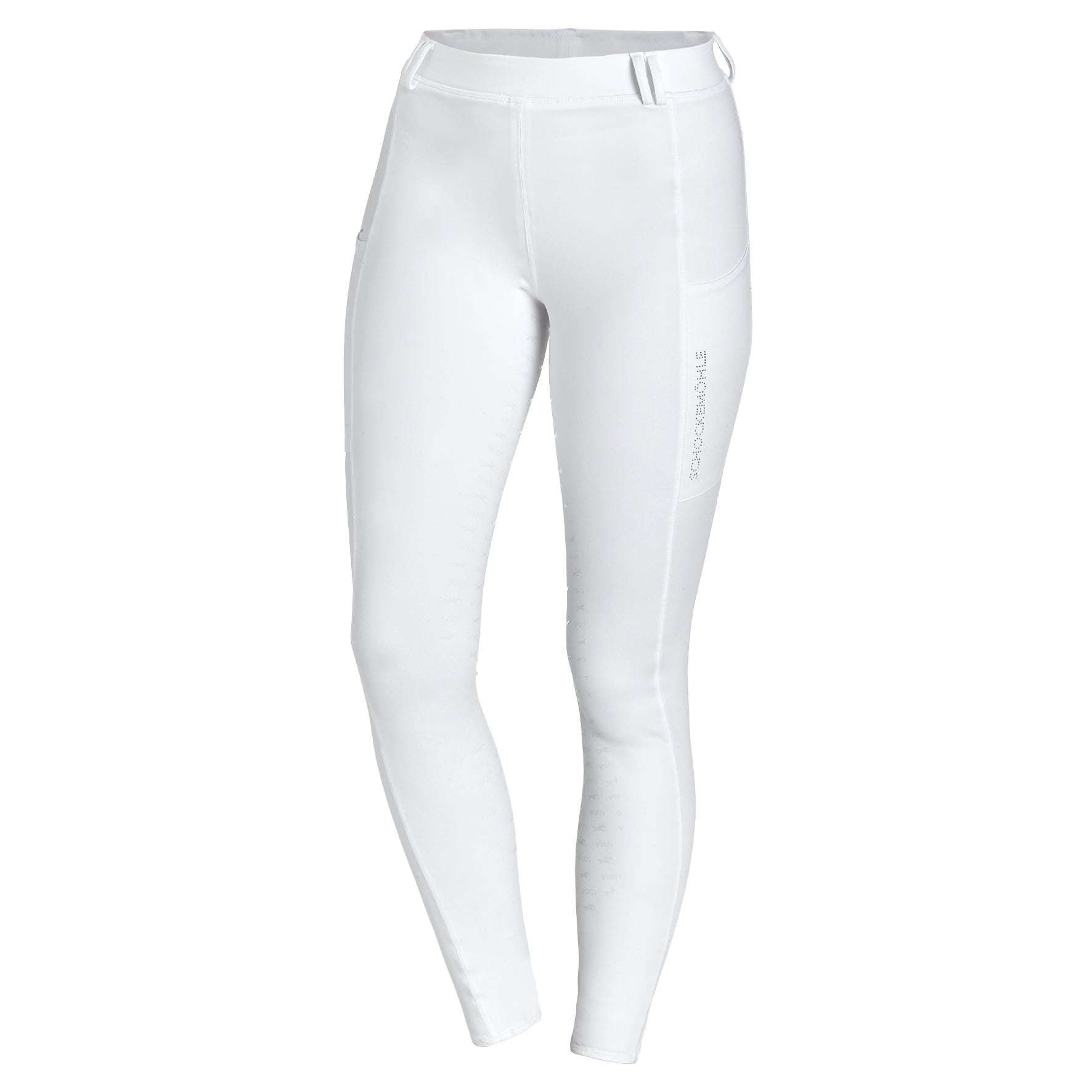 Schockemohle Glossy Style Ladies’ Full Grip Riding Leggings, White