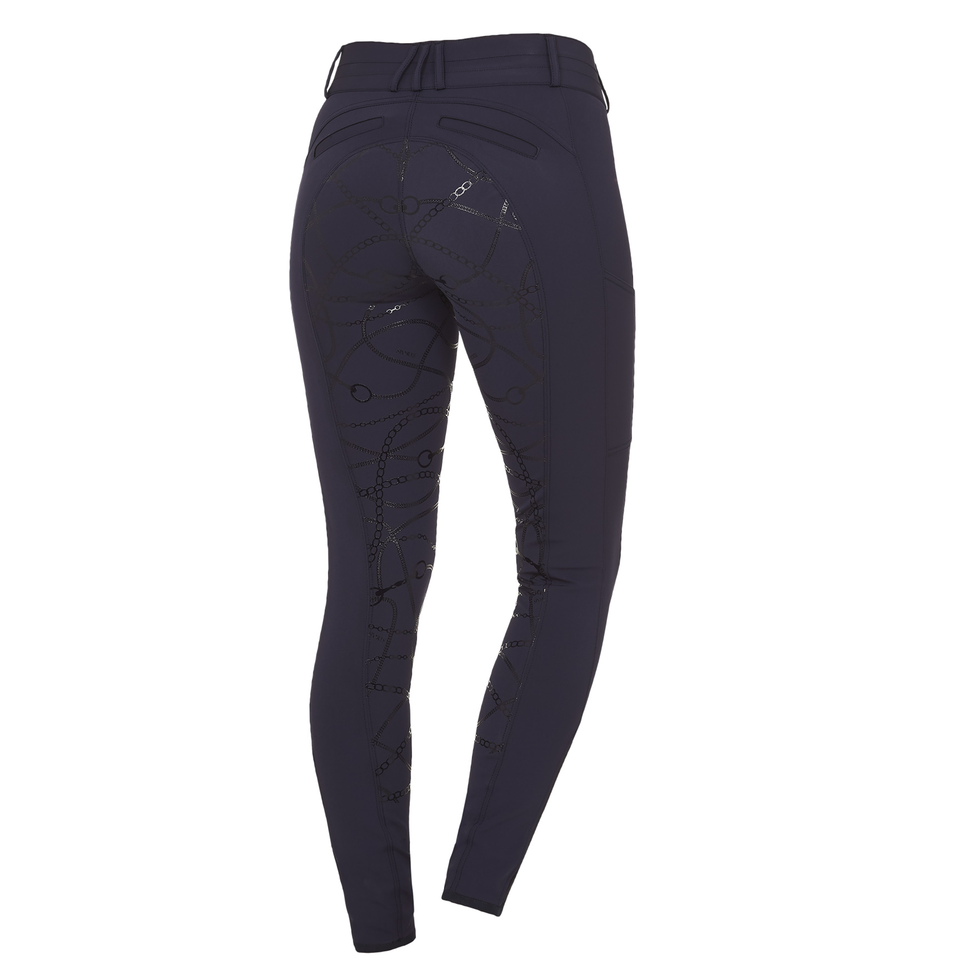 Schockemohle Summer Heather Mid Rise, Full Grip Breeches, Dark Blue