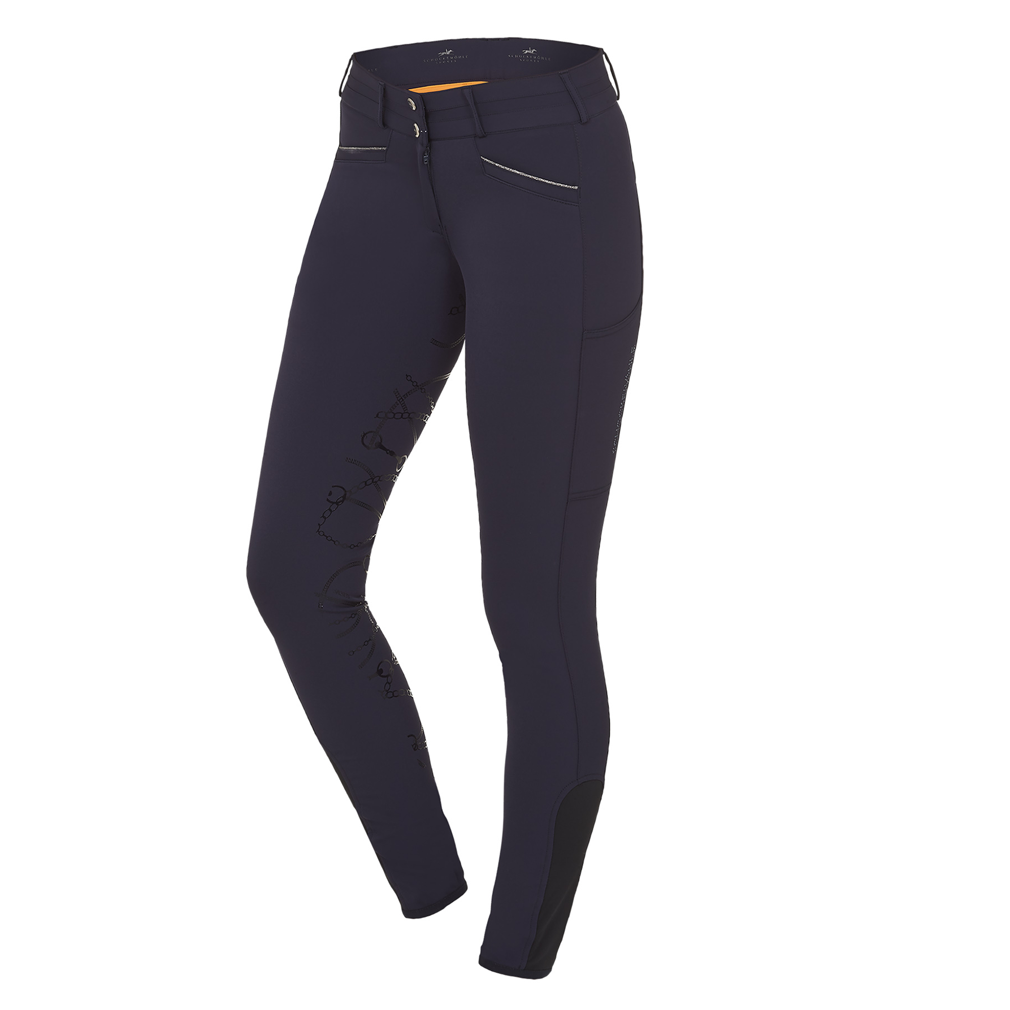 Schockemohle Summer Heather Mid Rise, Full Grip Breeches, Dark Blue