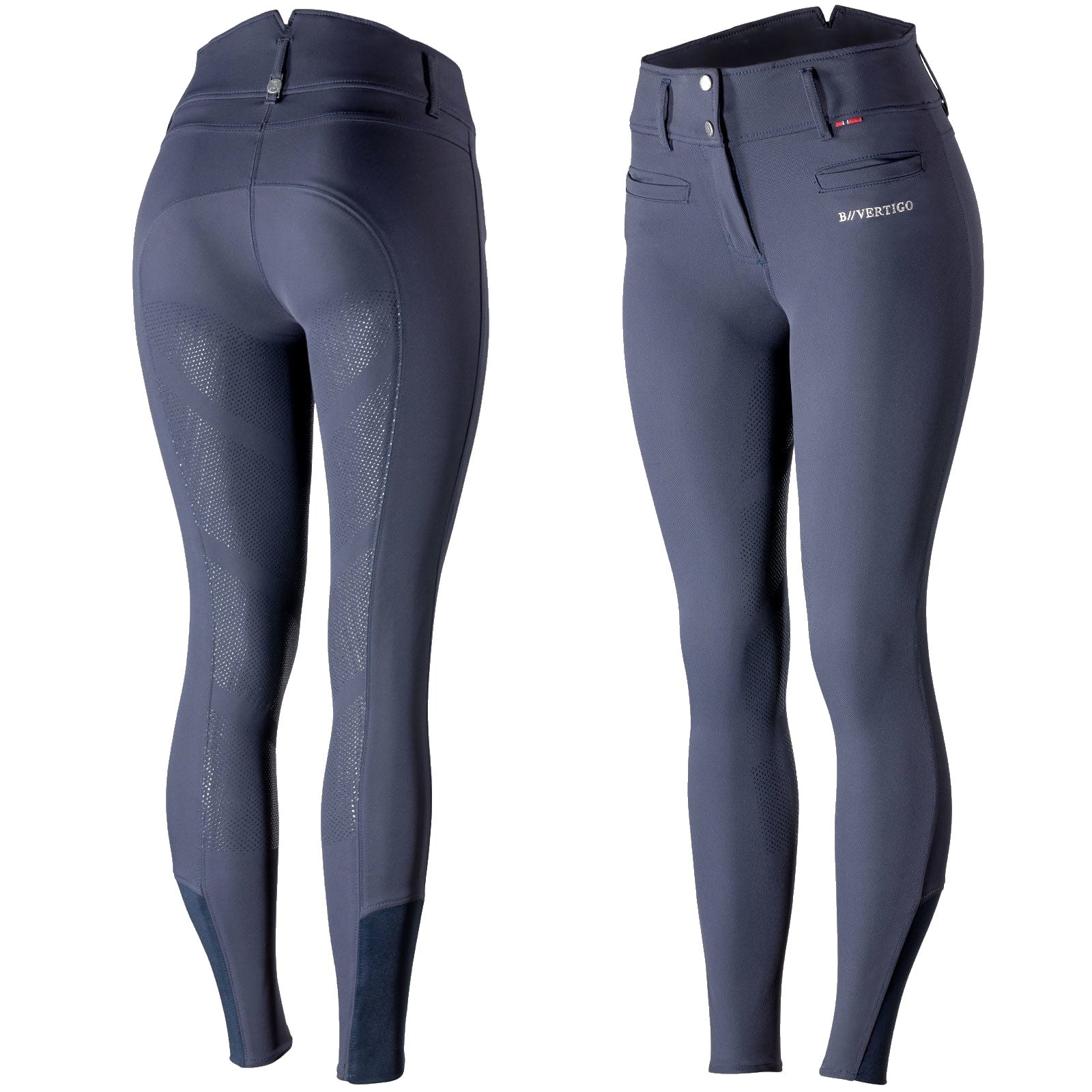 B Vertigo Tiffany Silicone Full Seat, High Rise Breeches, Dark Navy
