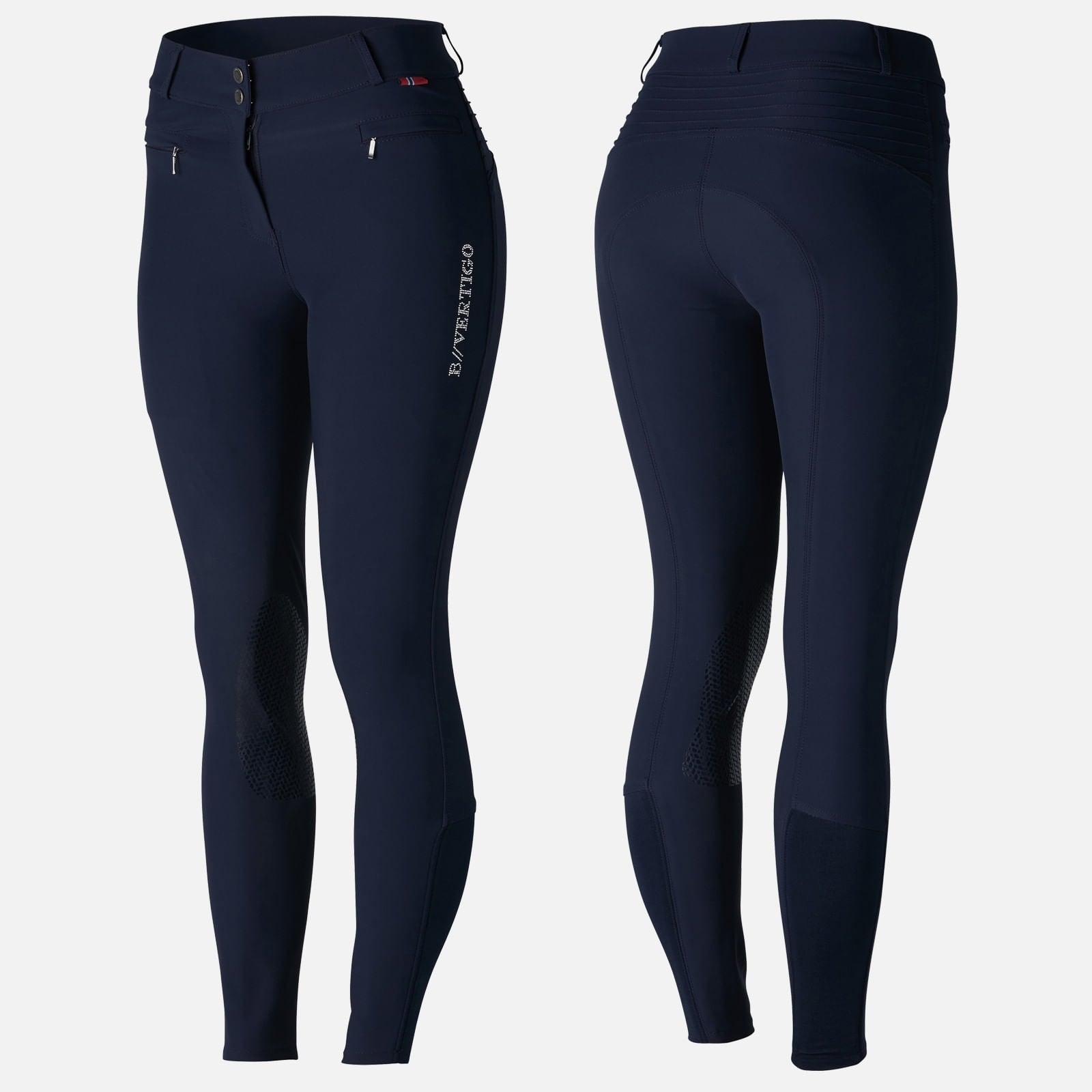 B Vertigo DREA Silicone Knee Grip High Rise Breeches, Navy