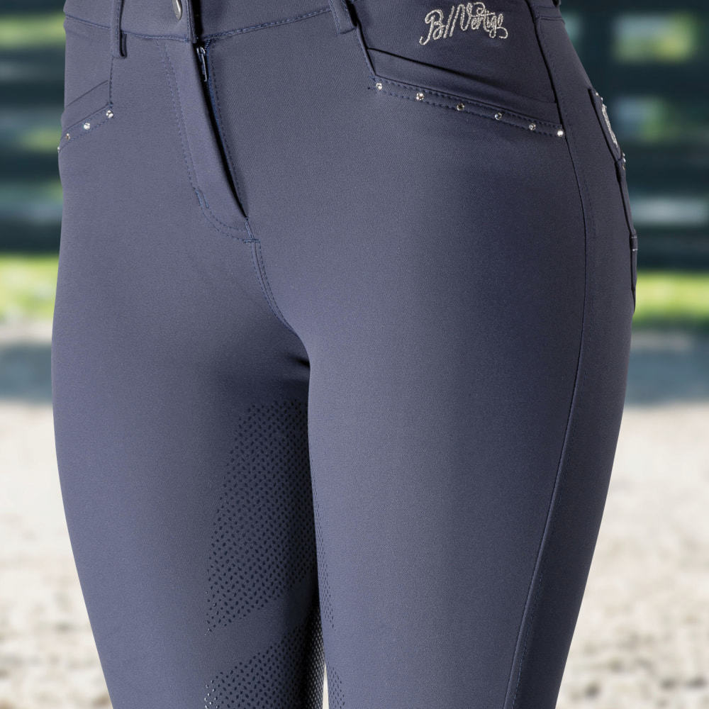 B Vertigo Olivia Silicone Full Seat, Mid Rise Breeches, Dark Navy