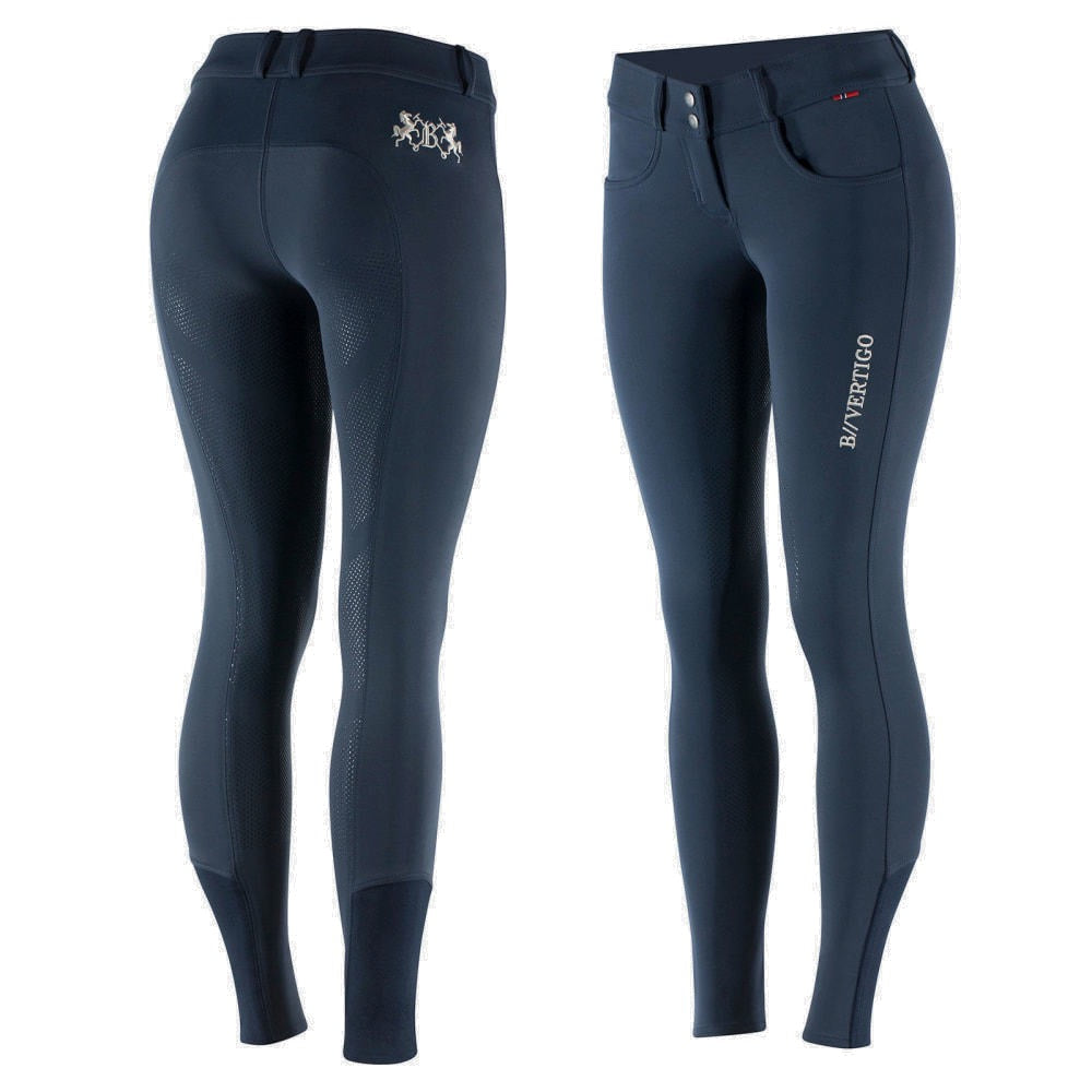 B Vertigo Meghan Silicone Full Seat, Mid Rise Breeches, Dark Navy
