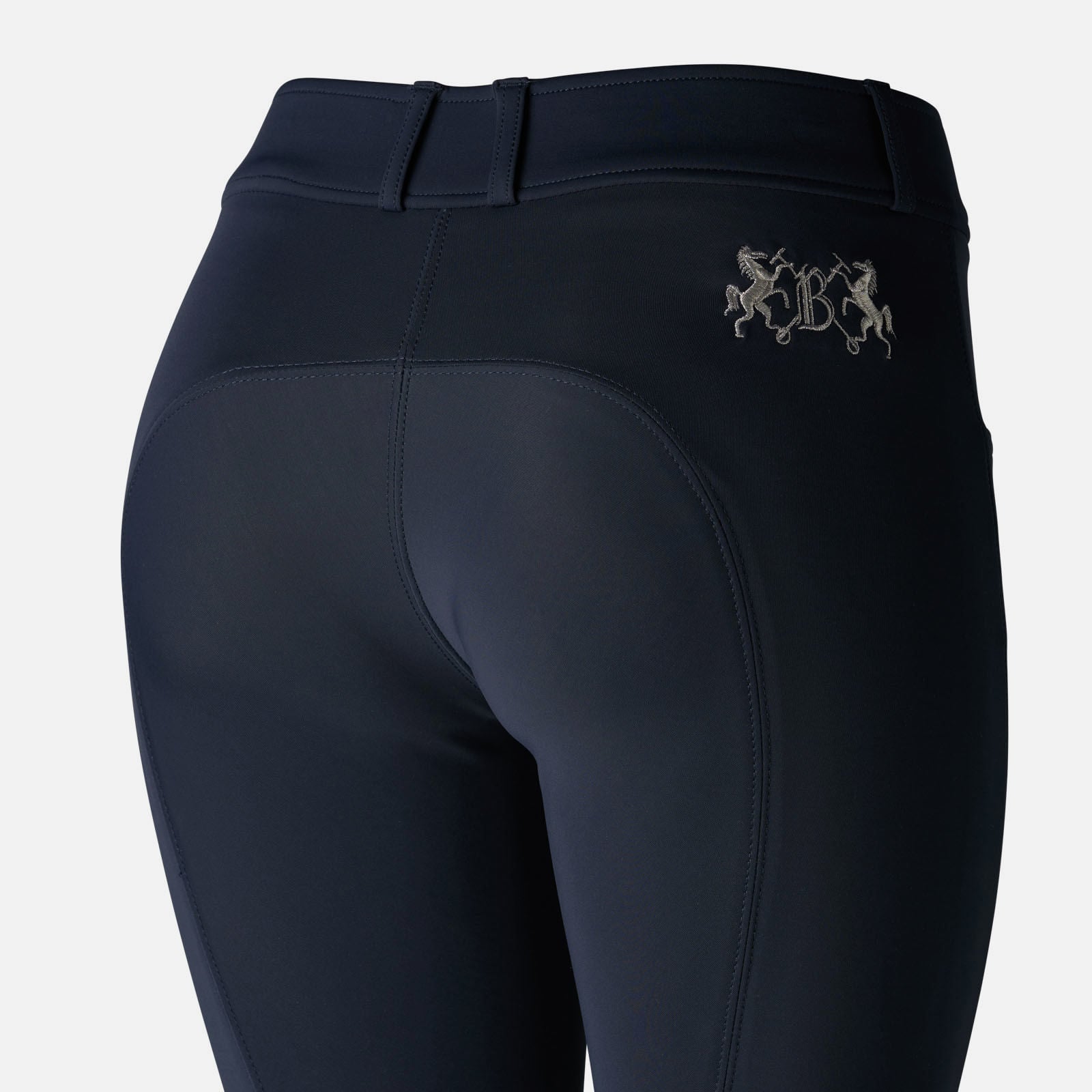 B Vertigo Meghan Silicone Knee Patch, Mid Rise Breeches, Dark Navy