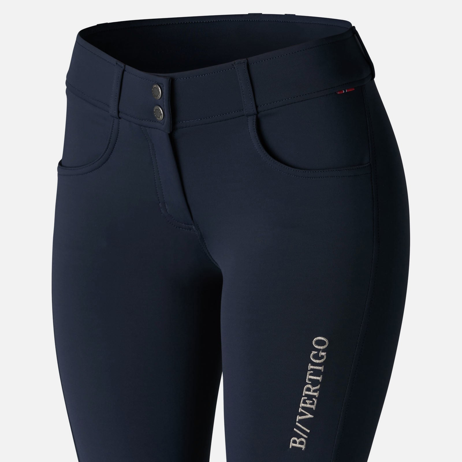 B Vertigo Meghan Silicone Knee Patch, Mid Rise Breeches, Dark Navy