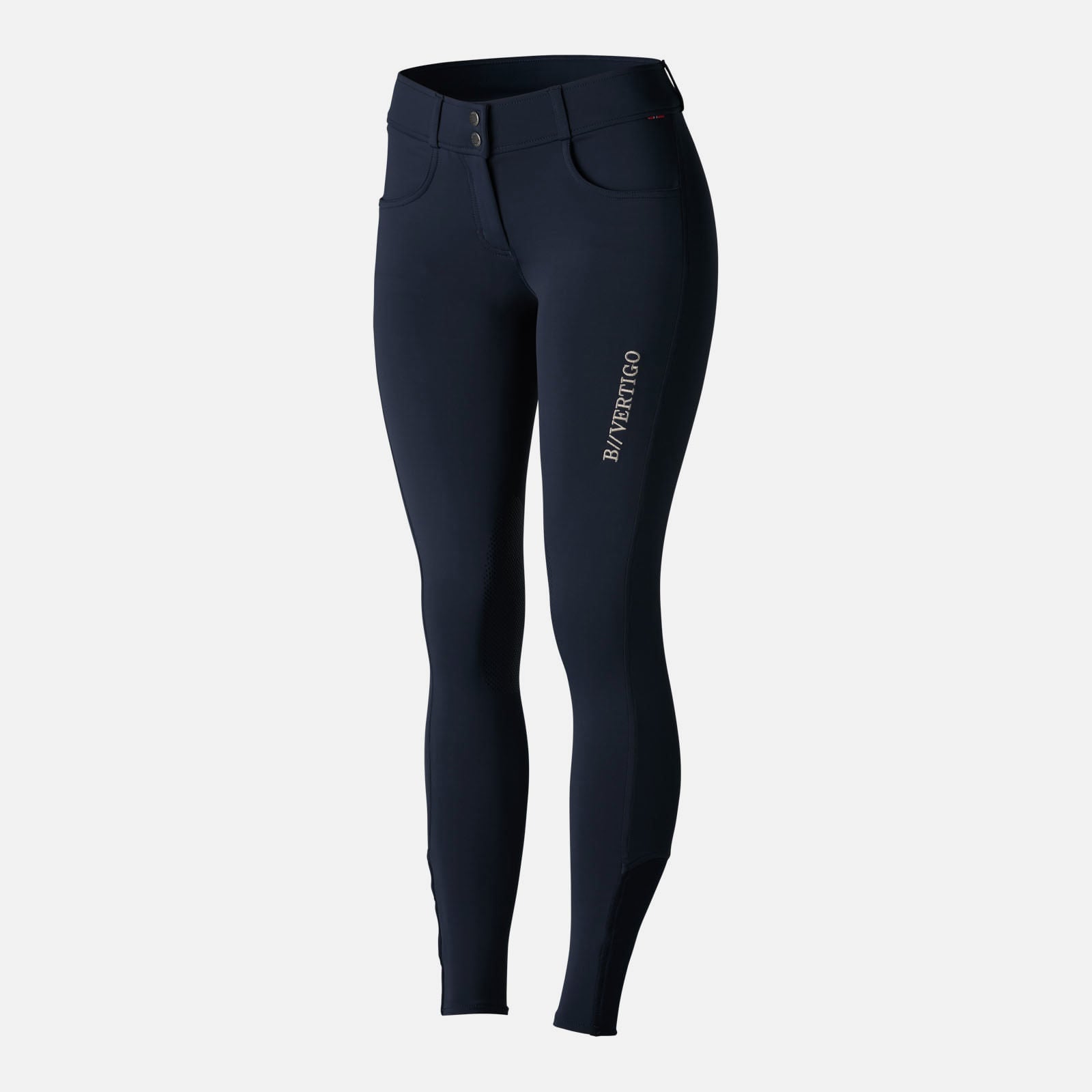 B Vertigo Meghan Silicone Knee Patch, Mid Rise Breeches, Dark Navy