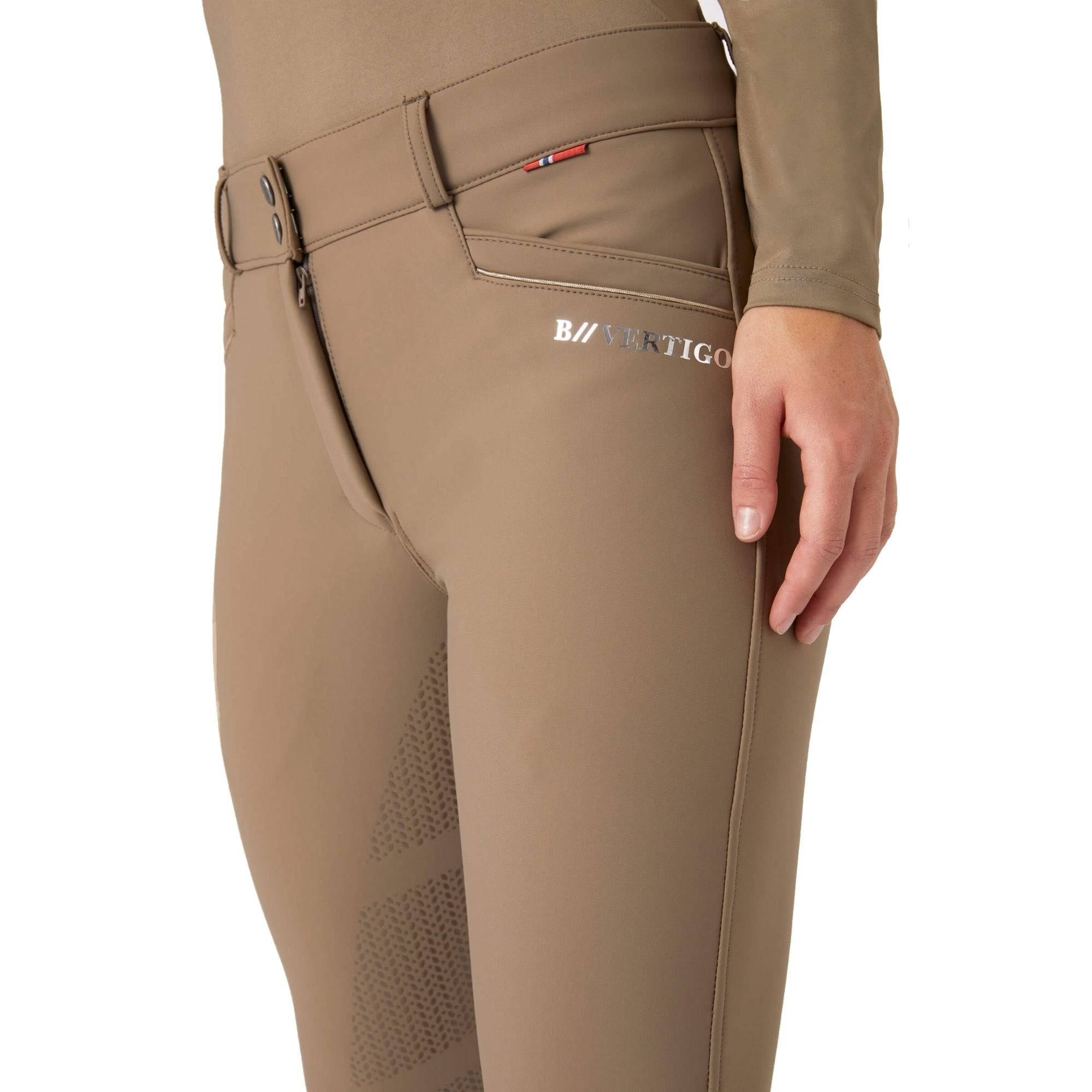 B Vertigo Patricia High Rise, Full Seat Thermo Winter Breeches, Shiitake Beige