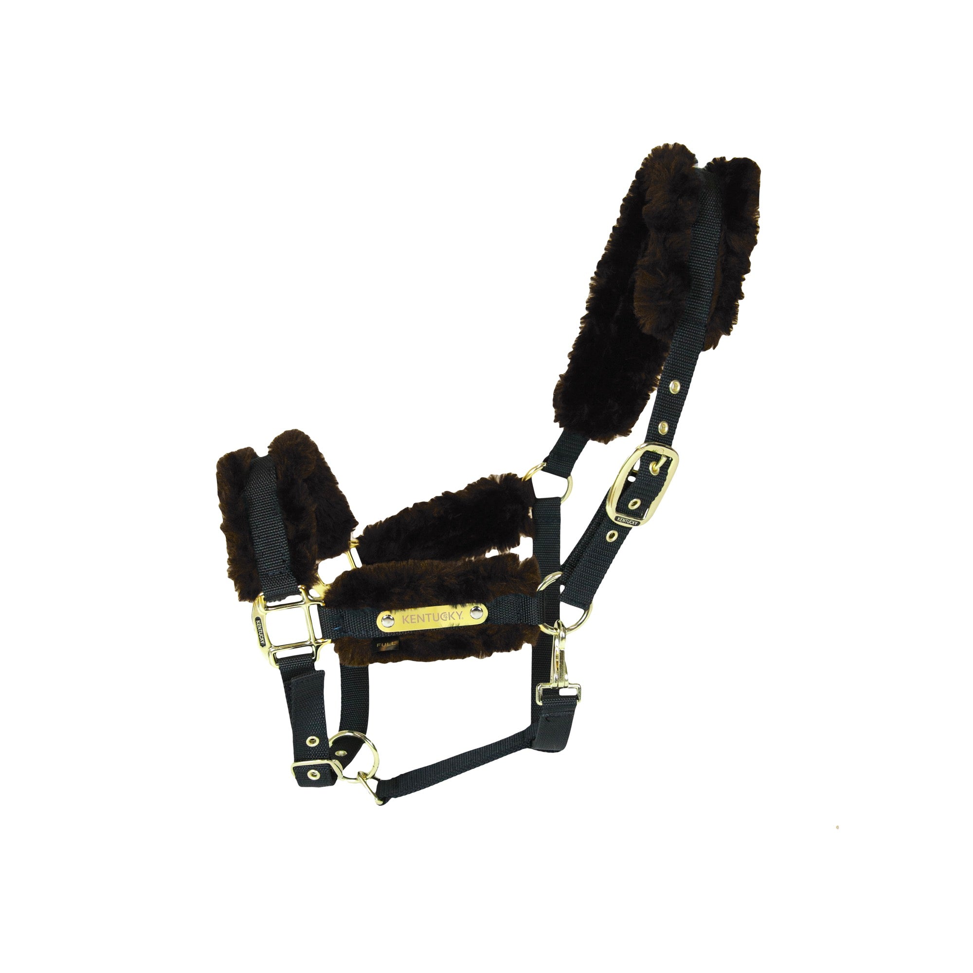 Kentucky Horsewear Nylon Sheepskin Halter, Brown