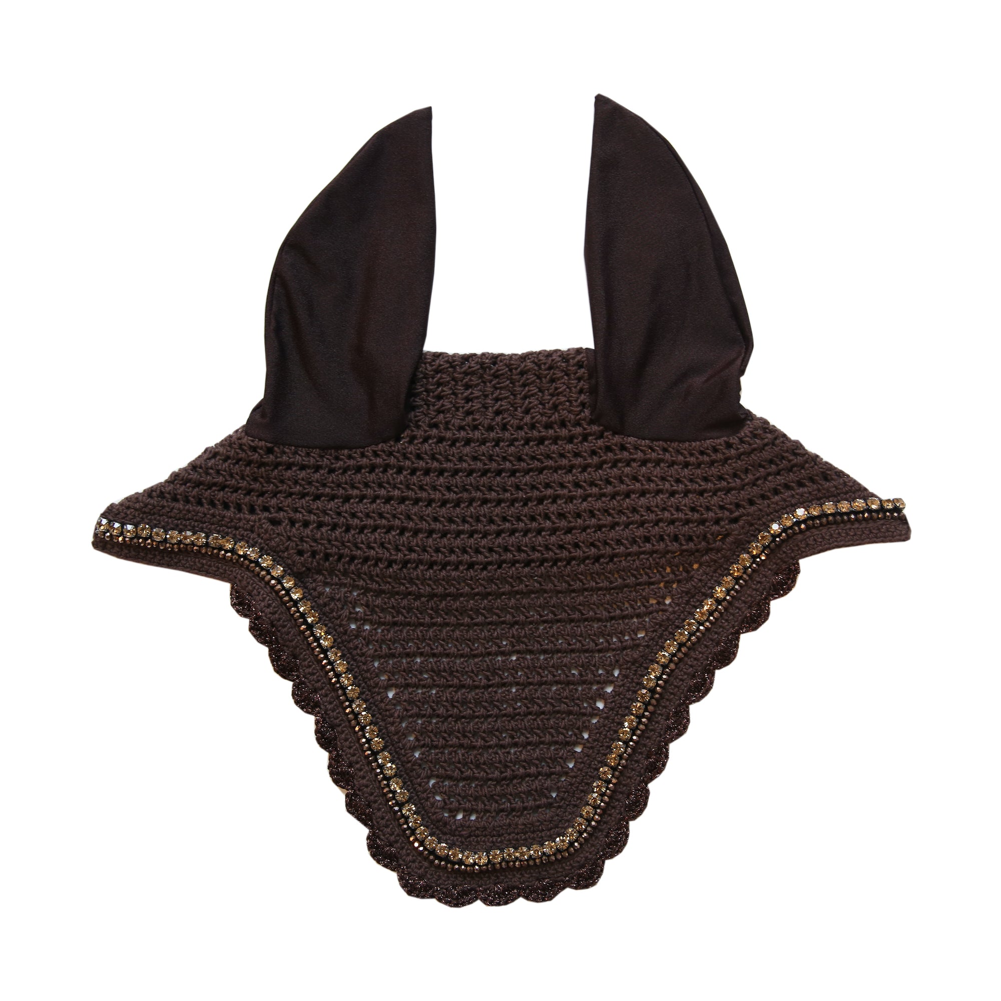 Kentucky Horsewear Fly Veil Long Stone & Pearl Soundless, Brown
