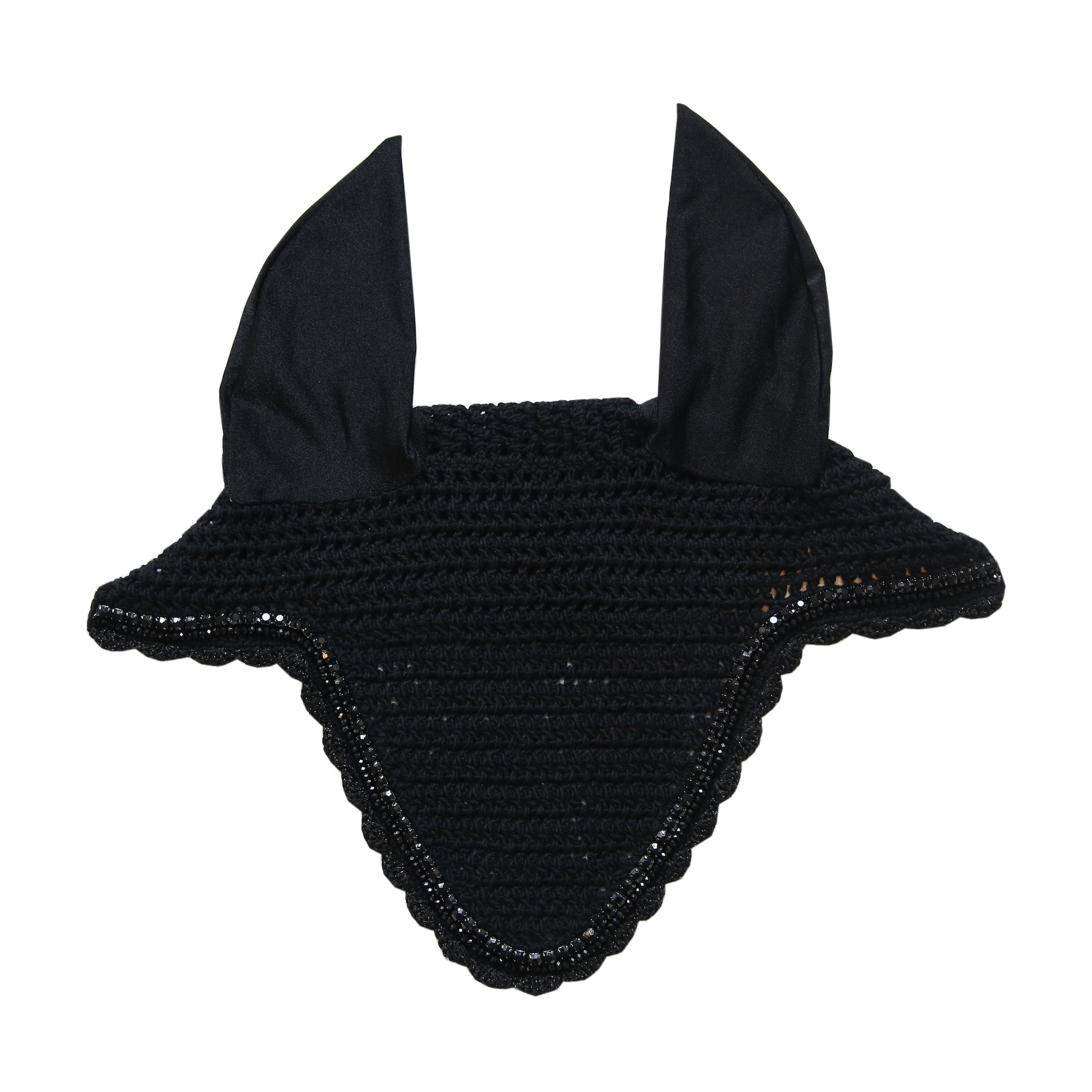 Kentucky Horsewear Fly Veil Long Stone & Pearl Soundless, Black