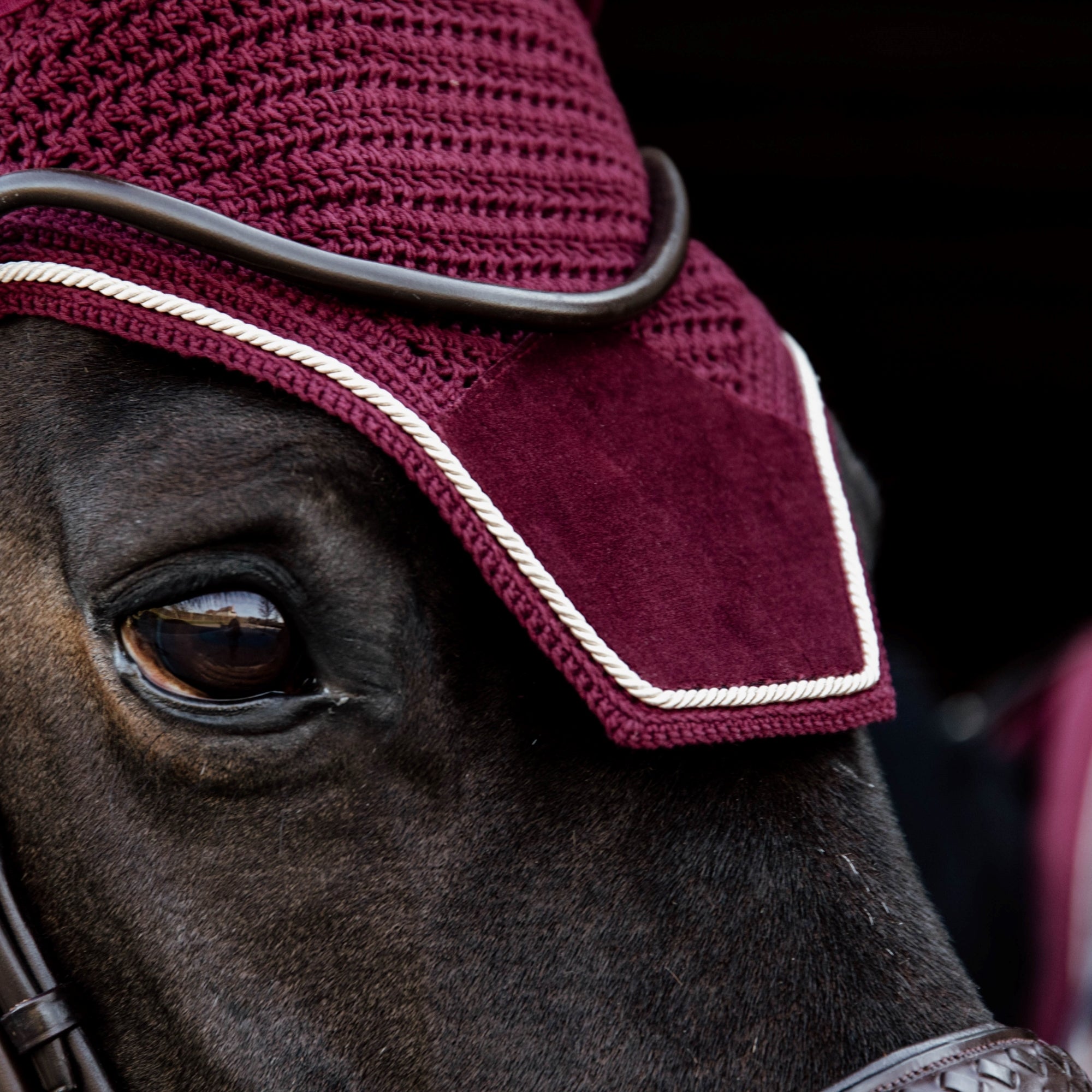 Kentucky Horsewear Fly Veil Wellington Velvet, Bordeaux