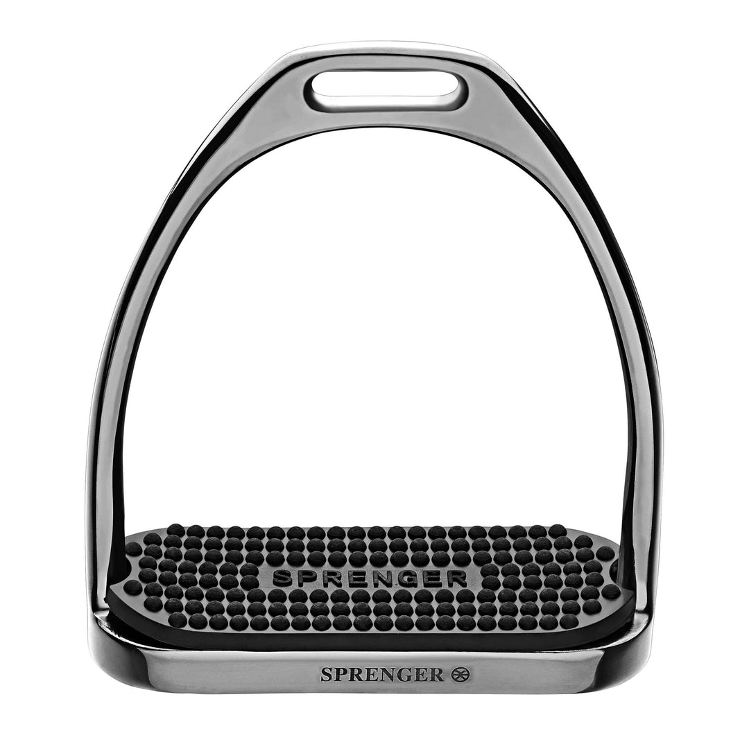 Herm Sprenger Fillis Stirrups - Stainless Steel Anthracite with Black Rubber Pad, 120mm