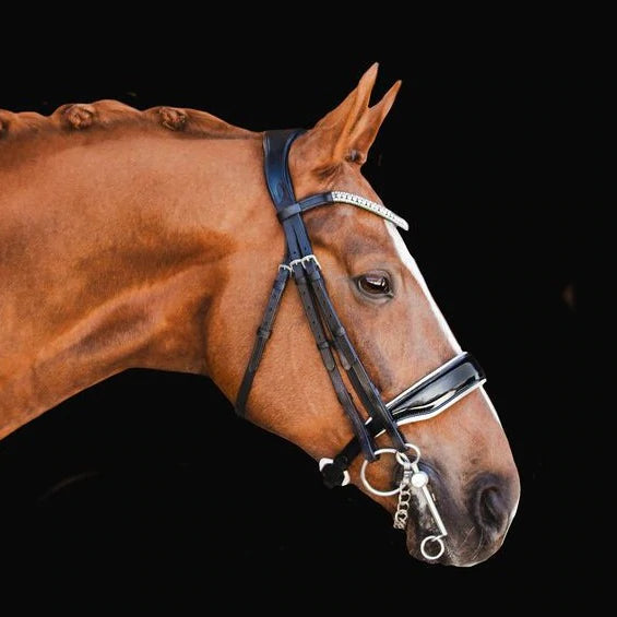Lumiere Equestrian ADELINE Luxury Leather Double Bridle, Black with Reins