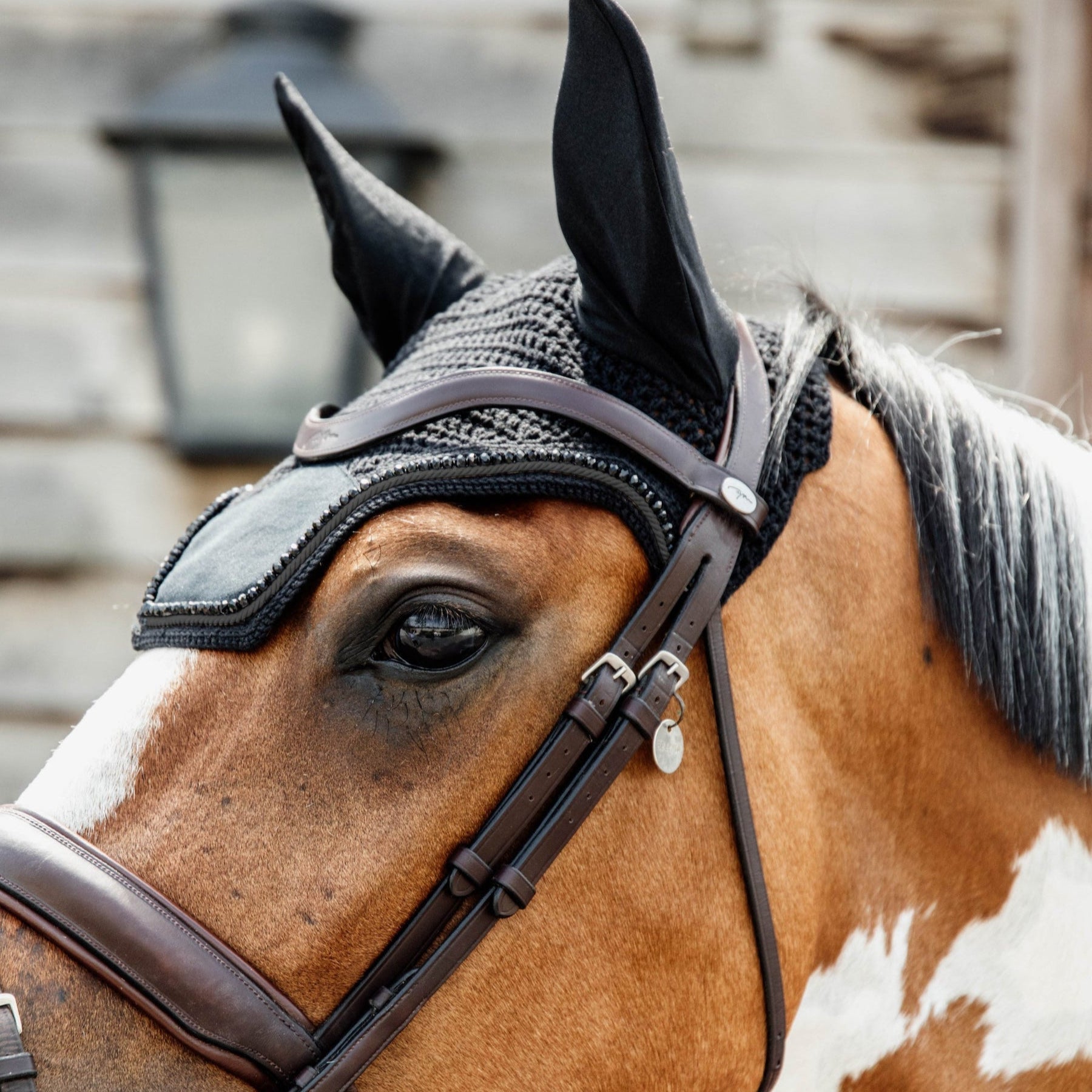 Kentucky Horsewear Fly Veil Wellington Velvet Pearls, Black