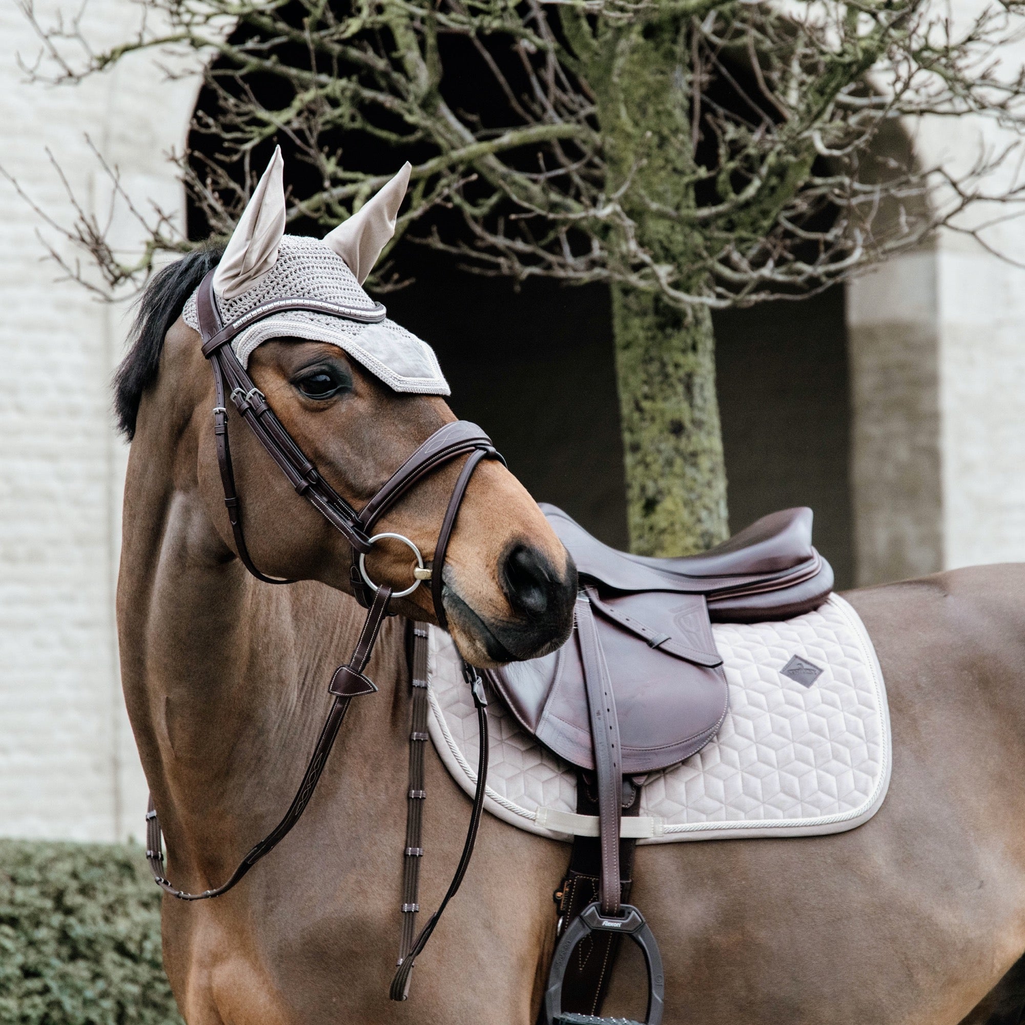 Kentucky Horsewear Fly Veil Wellington Basic Velvet, Beige