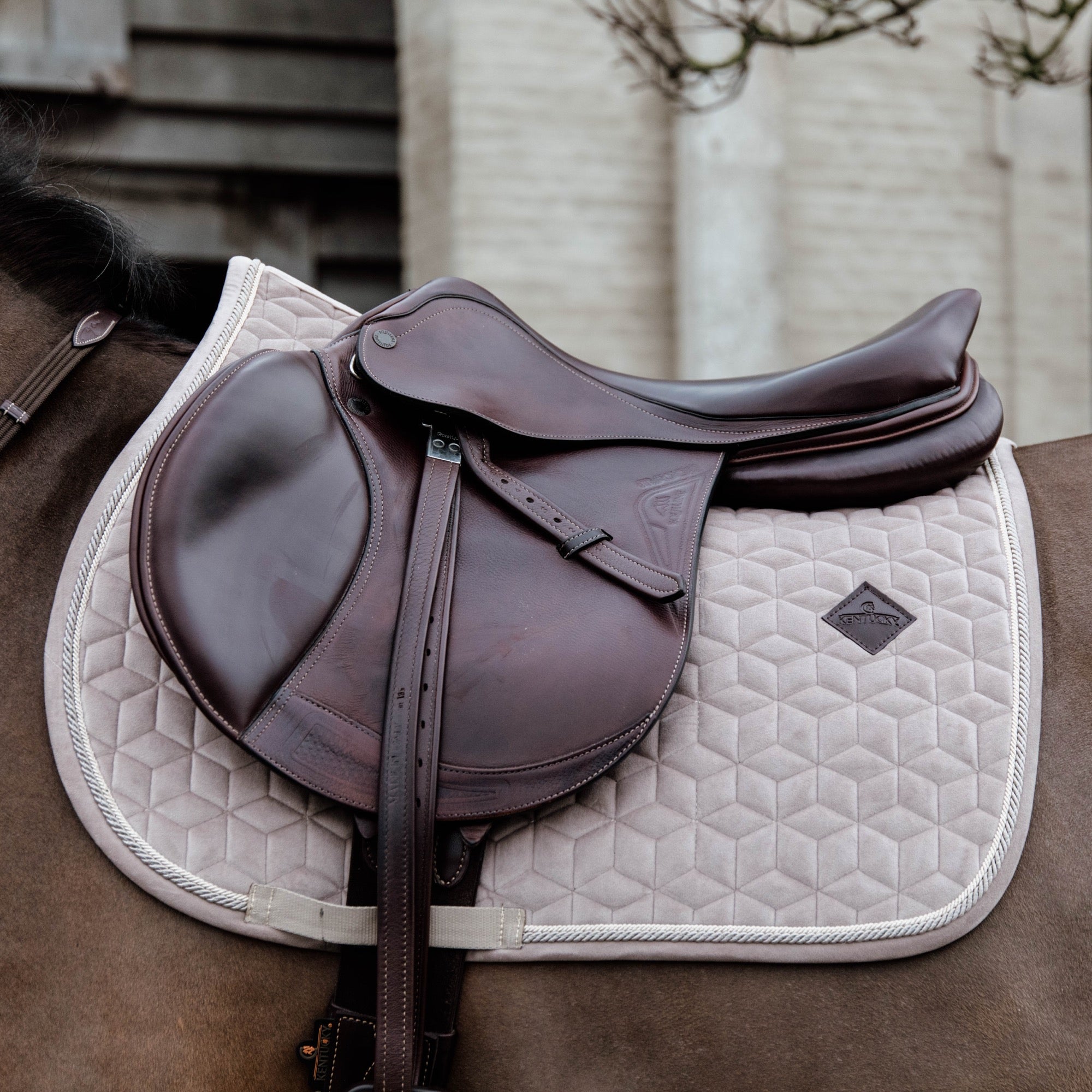 Kentucky Horsewear Saddle Pad Basic Velvet Jumping, Beige