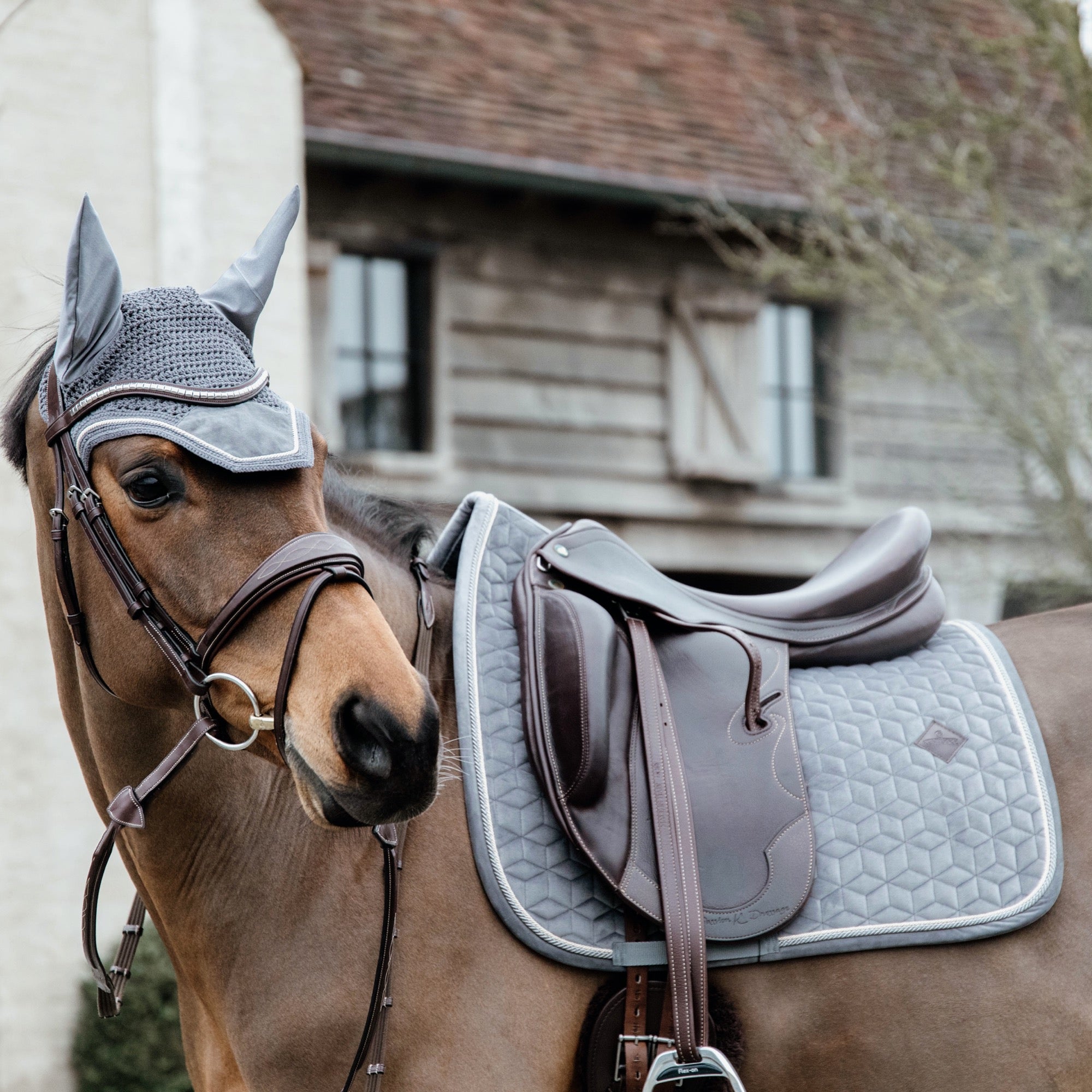 Kentucky Horsewear Fly Veil Wellington Basic Velvet, Grey