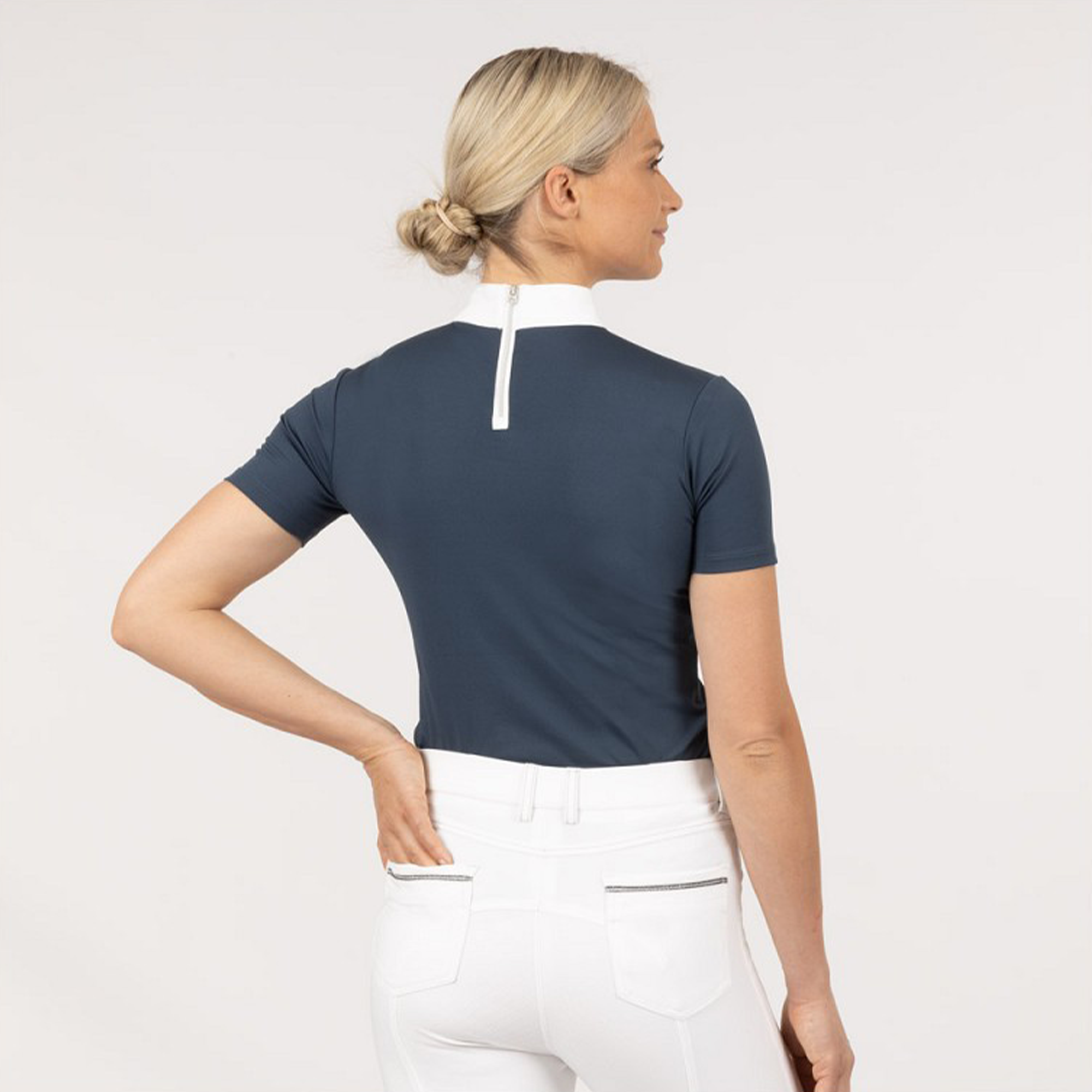 BR CYNTHIA Ladies Short Sleeve Competition Shirt, Navy Sky