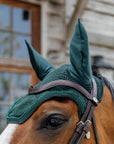 Kentucky Horsewear Fly Veil Wellington Velvet Pearls, Pine Green