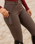 Equestrian Stockholm Elite Mid Rise Knee Grip Breeches, Brown