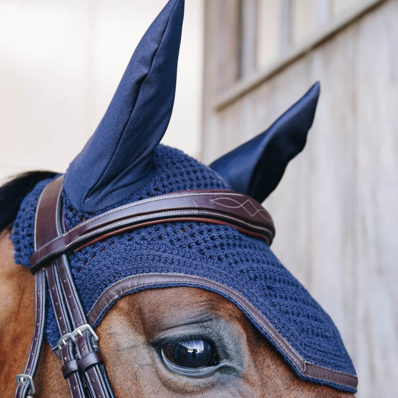 Kentucky Horsewear Fly Veil Wellington Leather, Navy