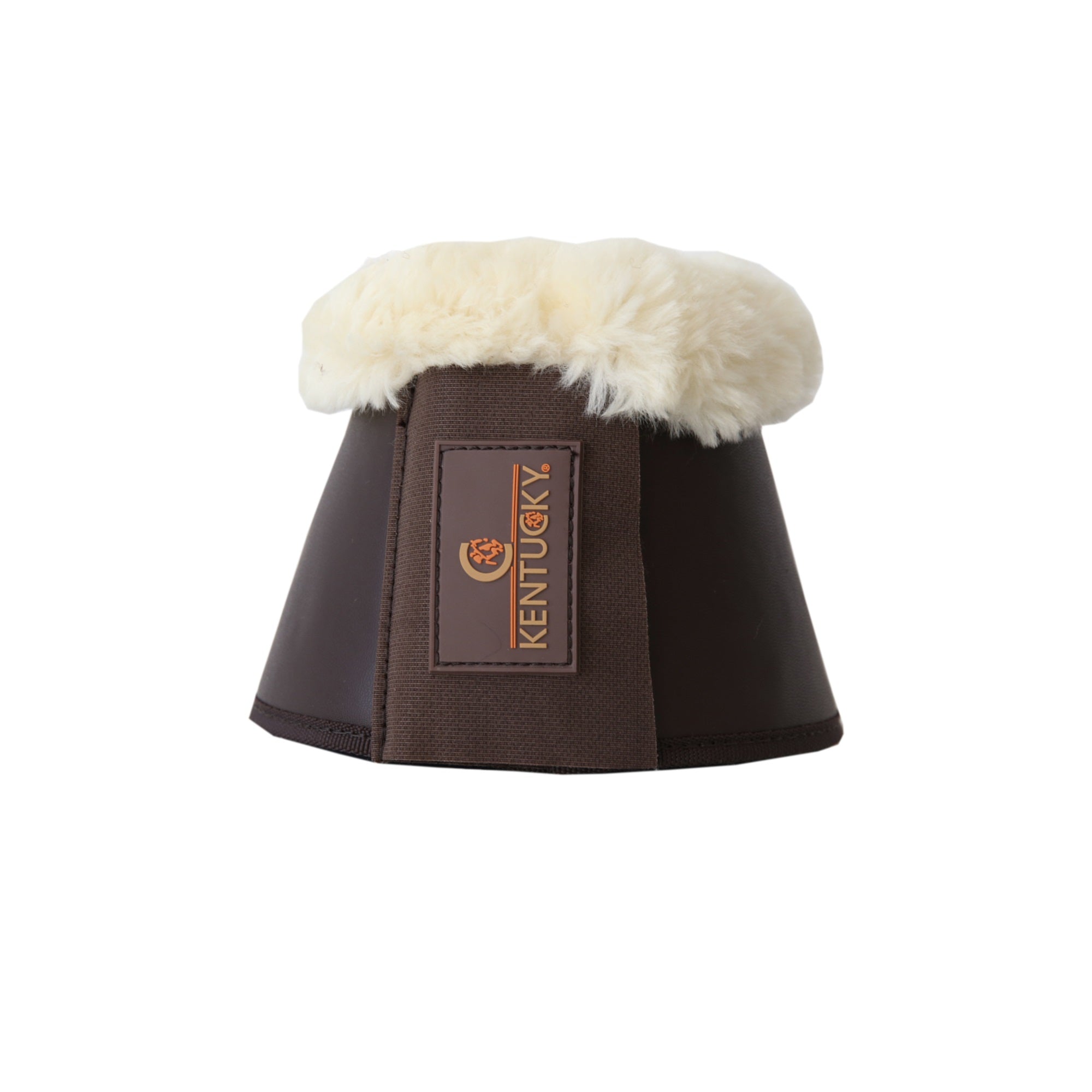 Kentucky Horsewear Sheepskin Vegan Leather Overreach Boots, Brown, Natural Sheepskin
