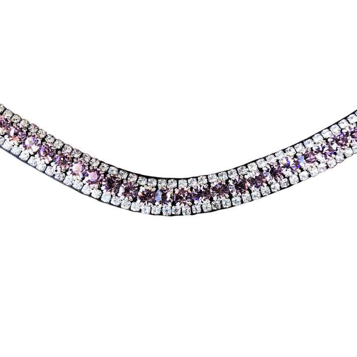 Lumiere Equestrian Lavender Crystal Browband, Black Leather