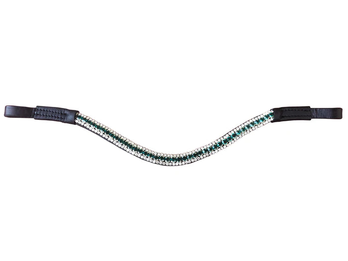 Lumiere Equestrian Emerald Crystal Browband, Black Leather